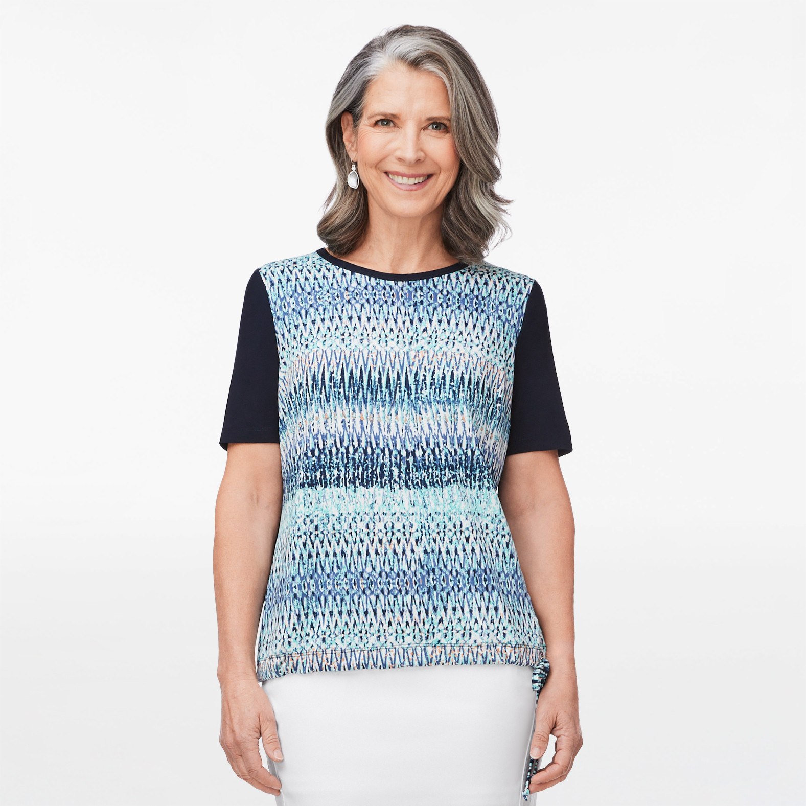 Mixed Media Drawcord Top