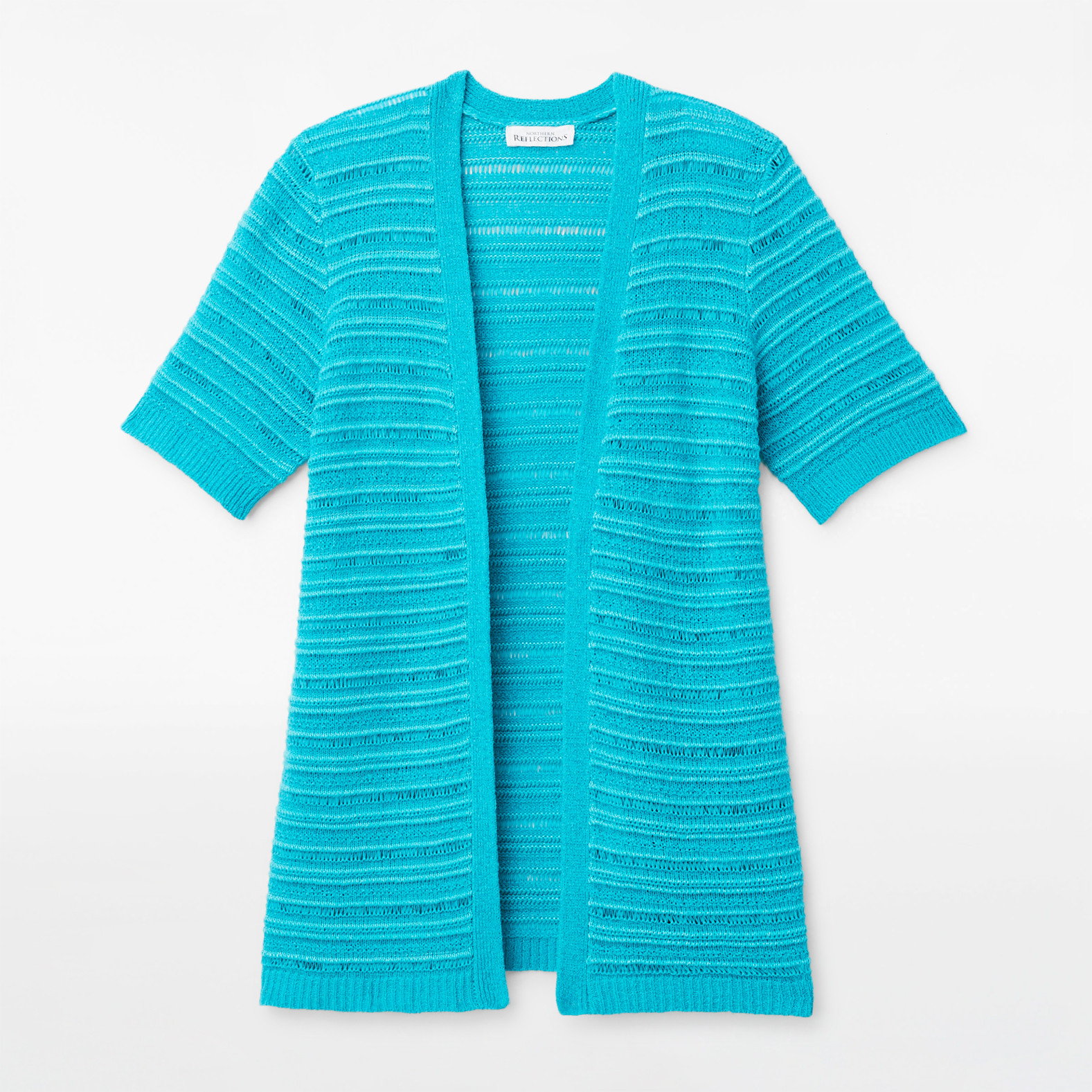 Short Sleeve Knit Cardigan Turquoise Blue Green