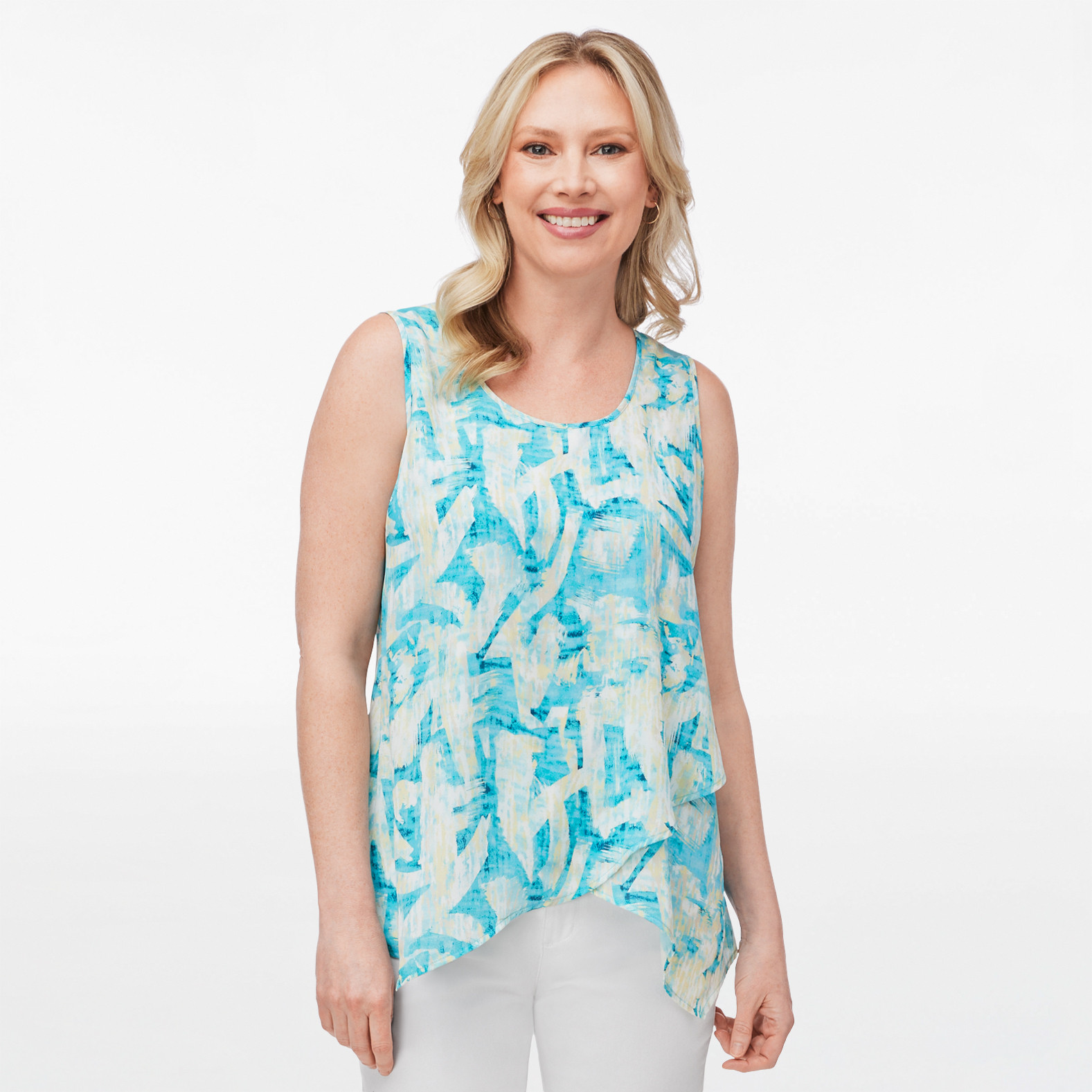 Sleeveless Crossover Printed Shirt