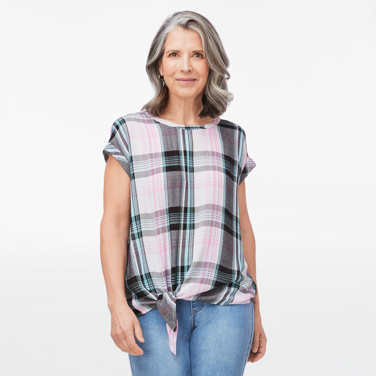 Tie Front Plaid Shirt
