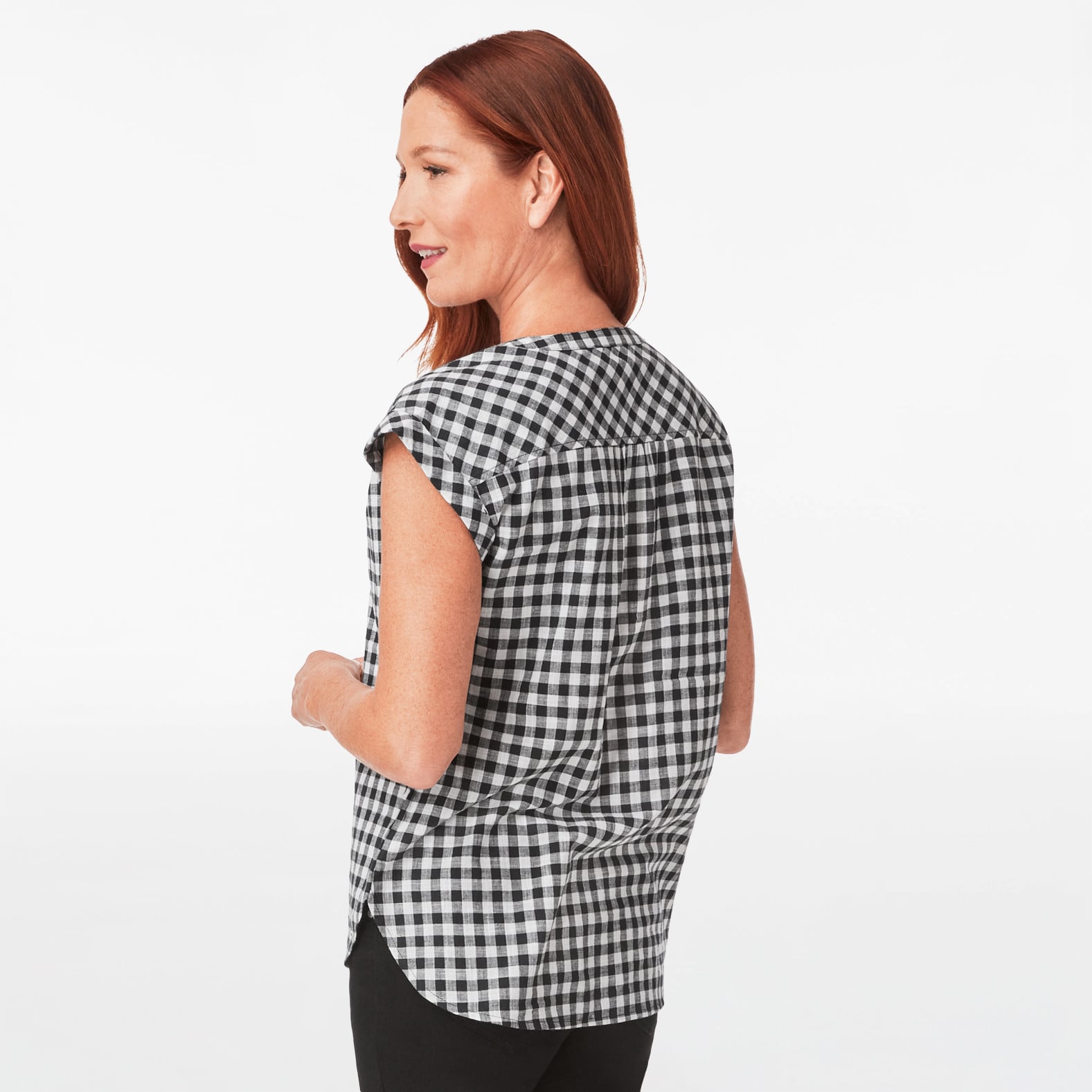 Cuffed Sleeve Blouse - Gingham