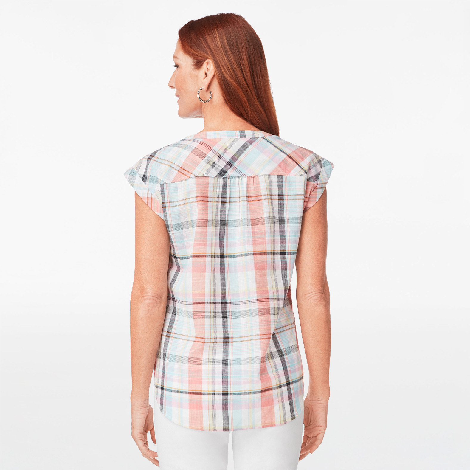 Cuffed Sleeve Blouse - Plaid
