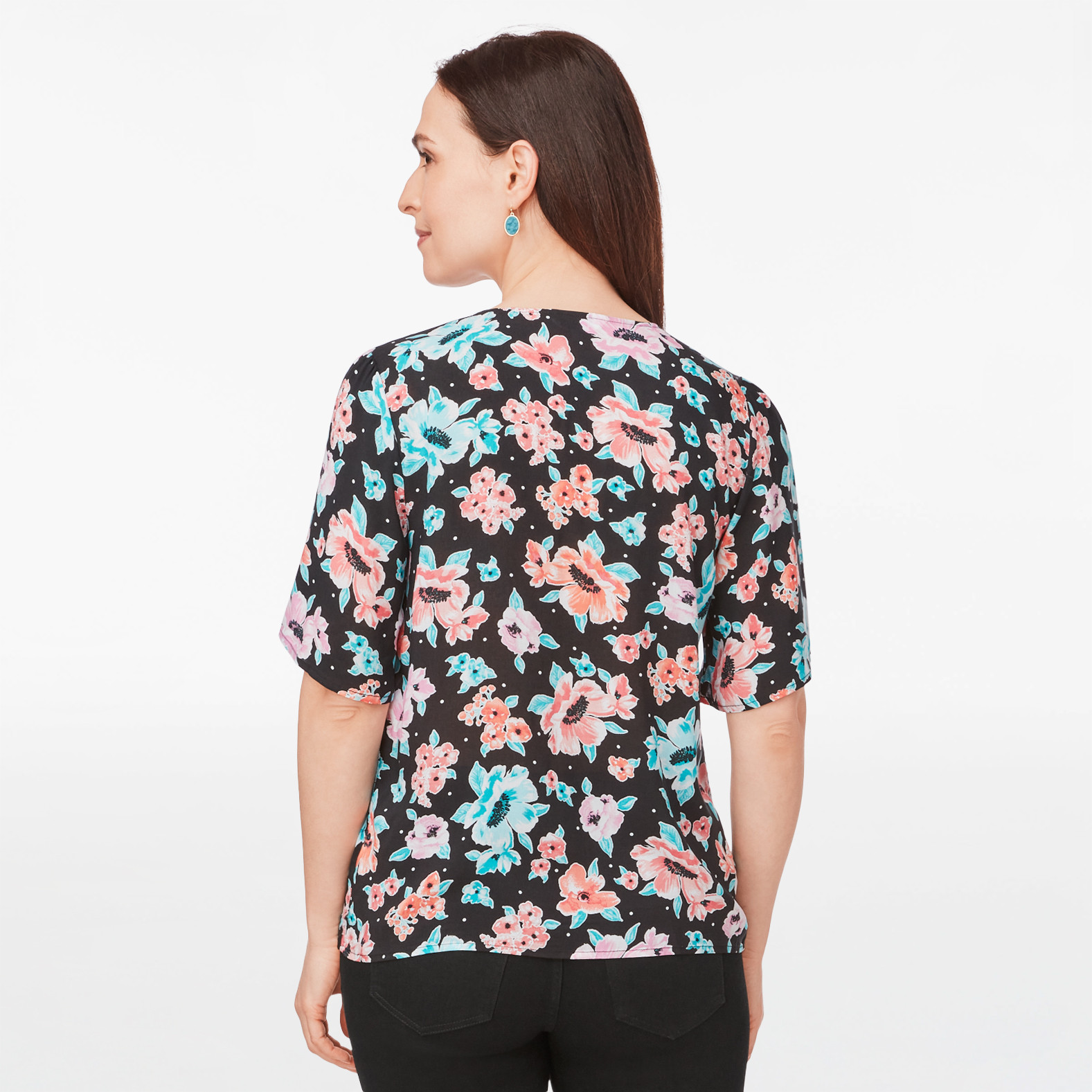 Floral Print V Neck Shirt
