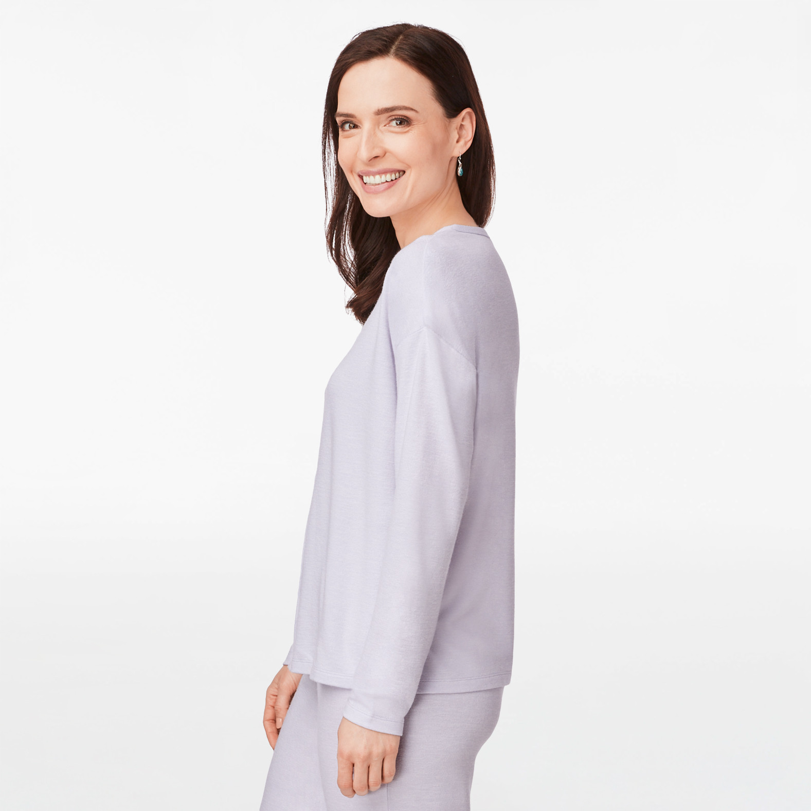 Knit Lounge Button Front Top Side View