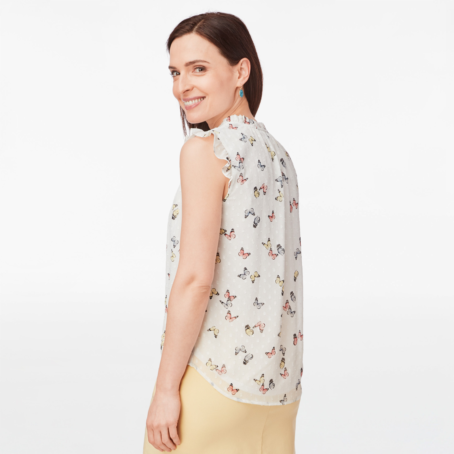 Smocked Ruffle Neck Blouse
