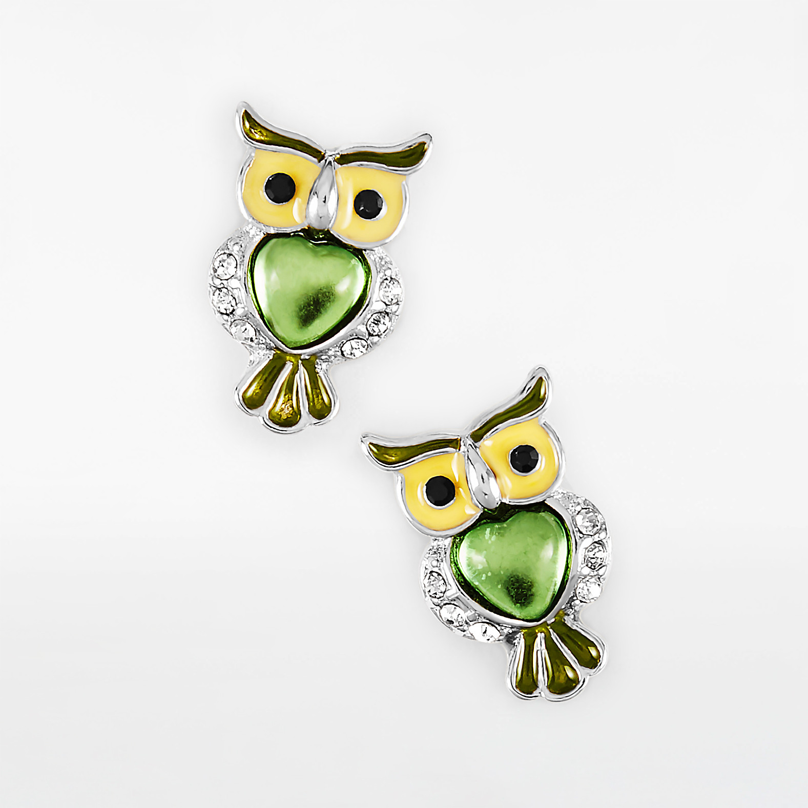 Green Owl Earrings