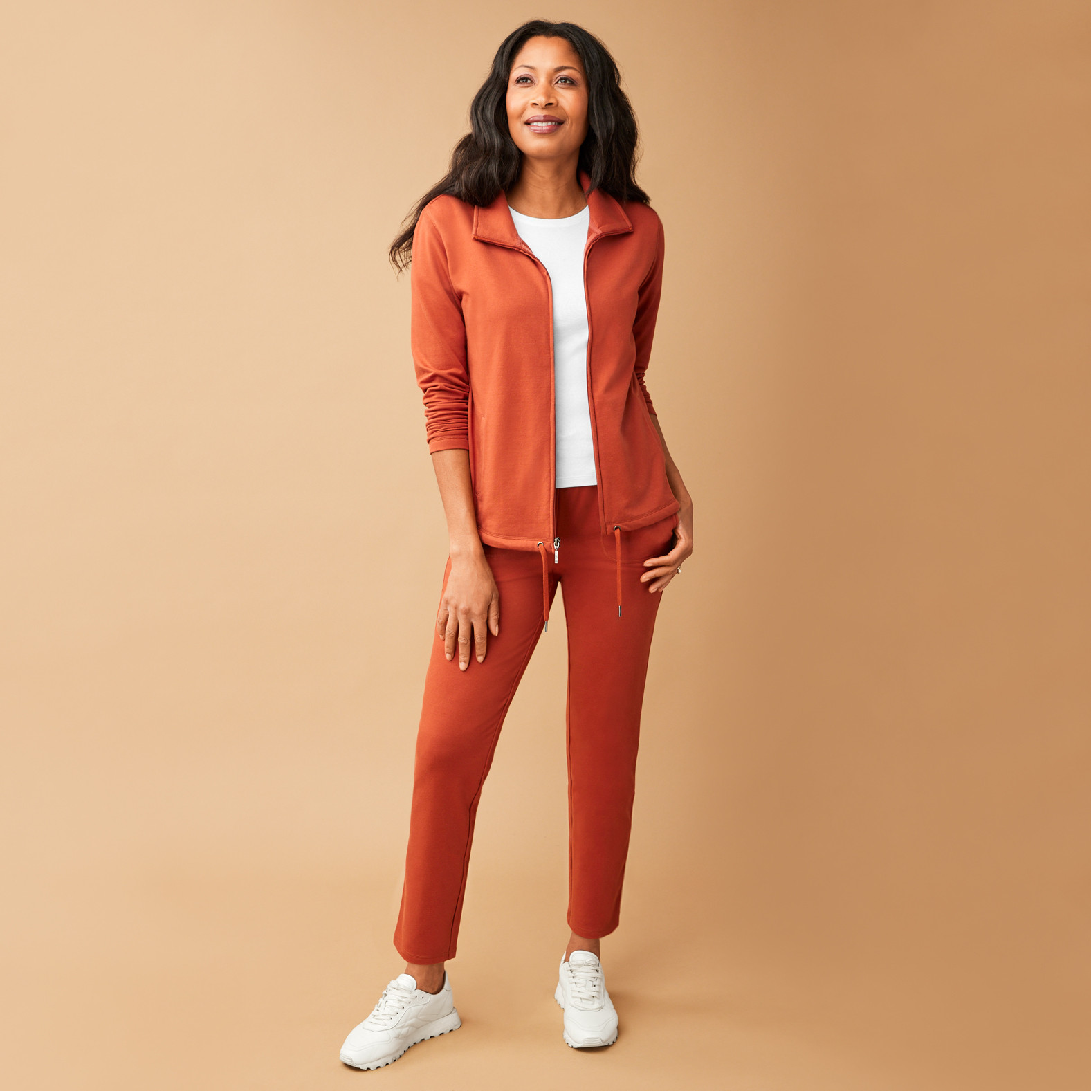 Women's French Terry Jacket Full Body Open Jacket Burnt Copper