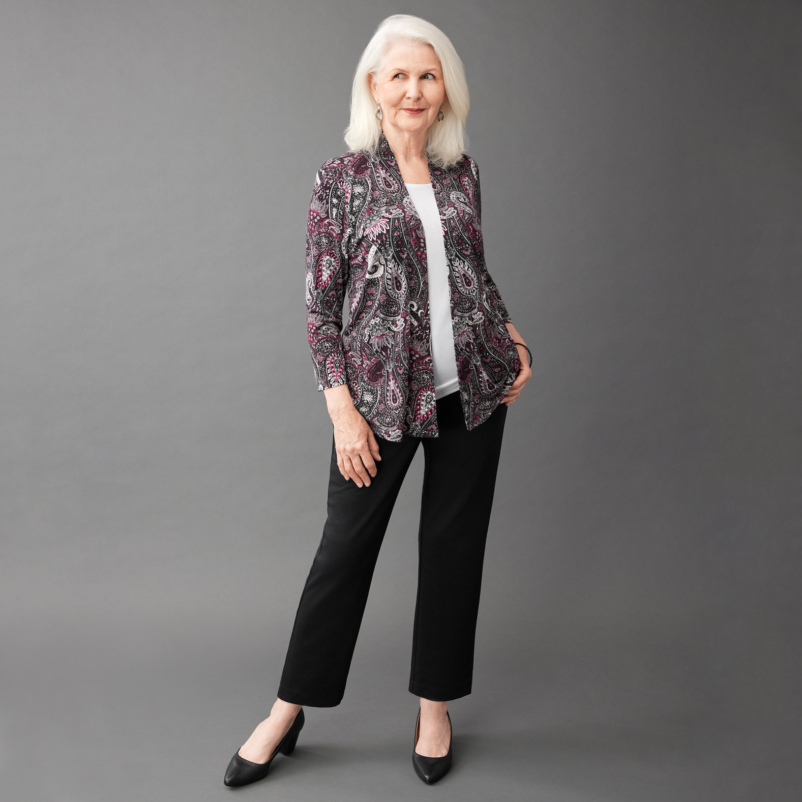 Printed Fooler Top Cardigan