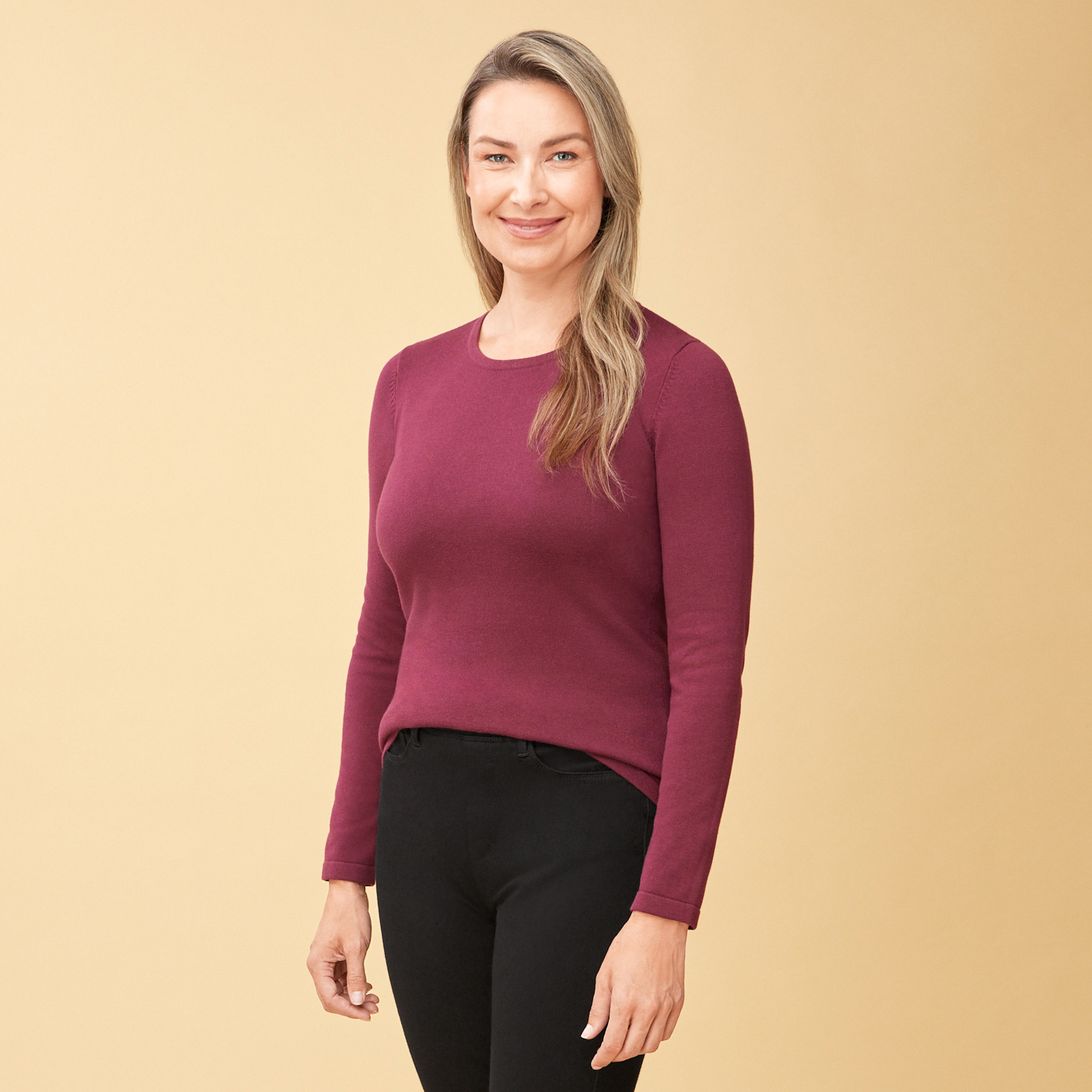 Soft Knit Crew Neck Sweater Half Body