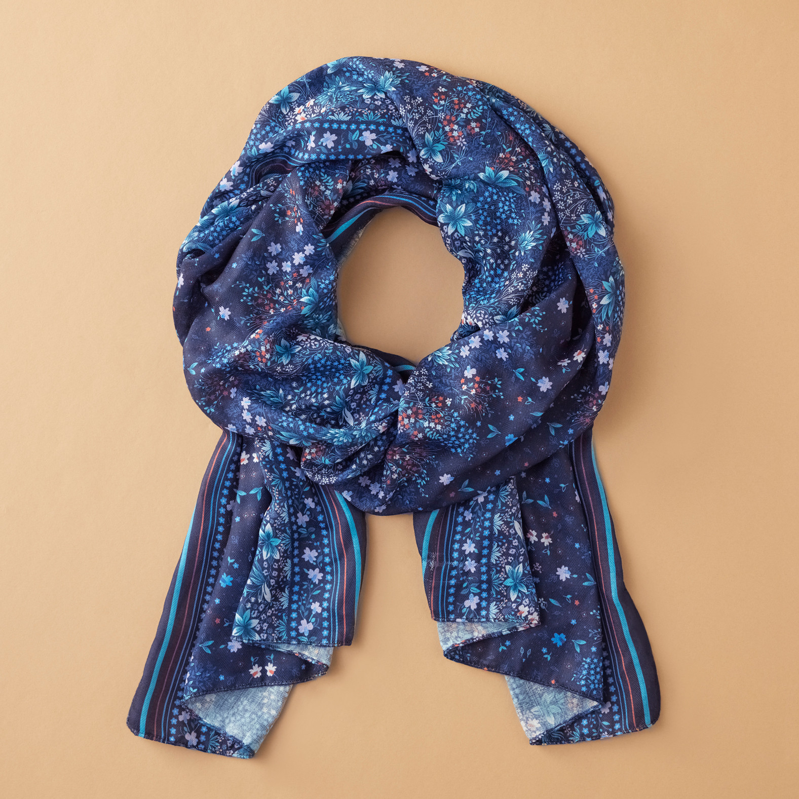 Fall Vertical Patch Print Scarf