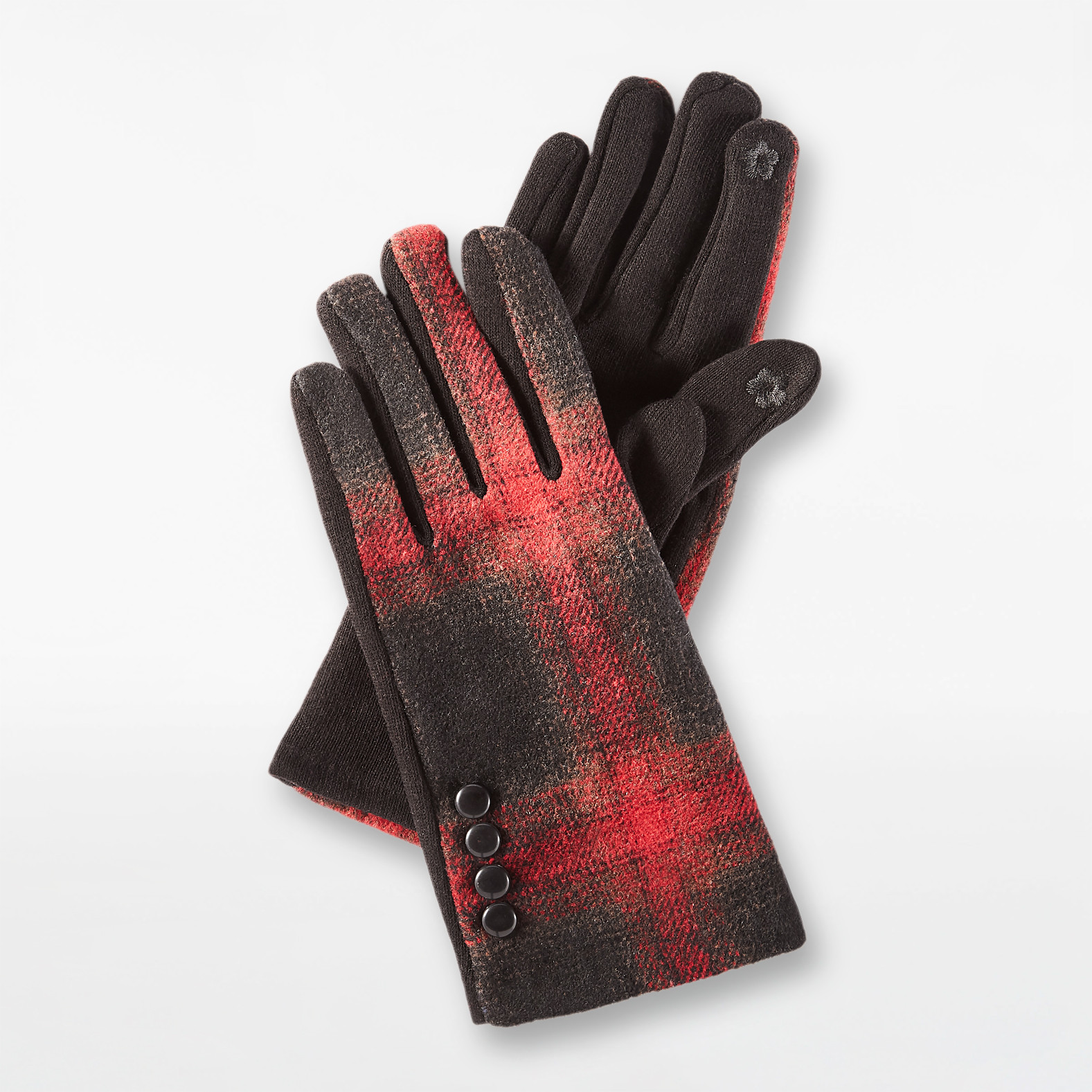 Plaid Knit Texting Gloves