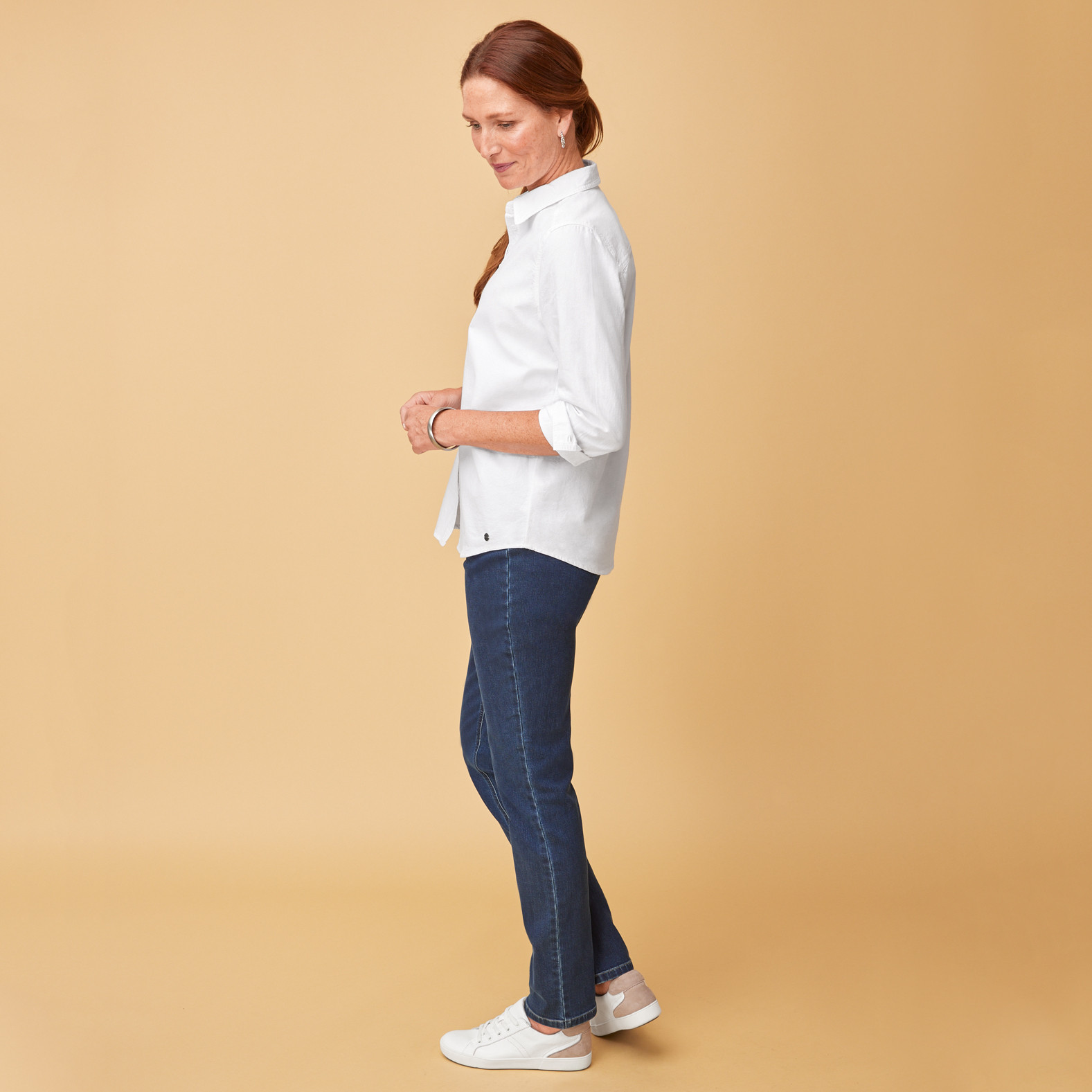 Classic Garment Dye White Shirt Side View