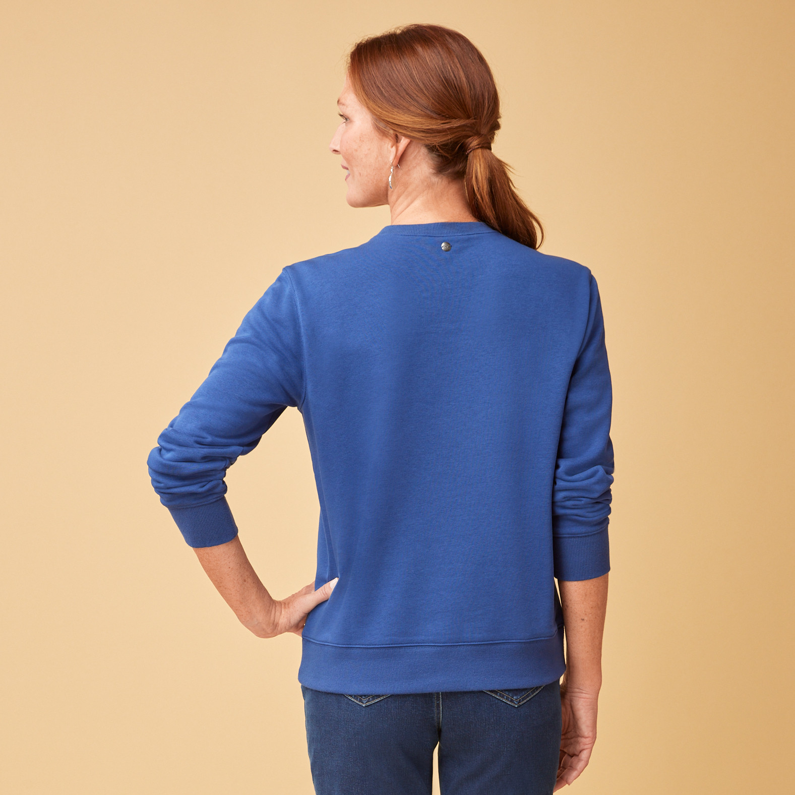 Crew Neck Fleece Pullover back view