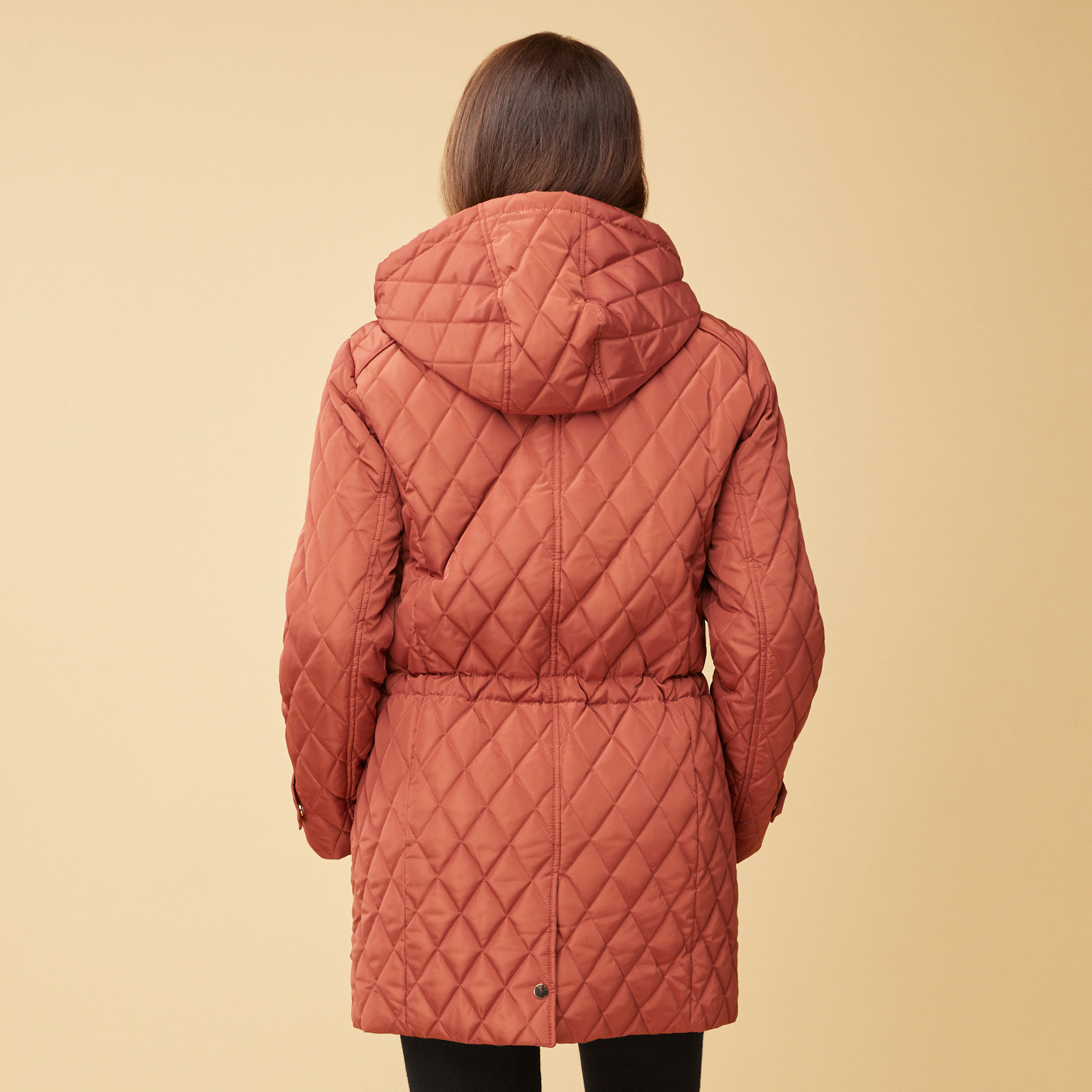 Diamond Quilted Hooded Jacket back view