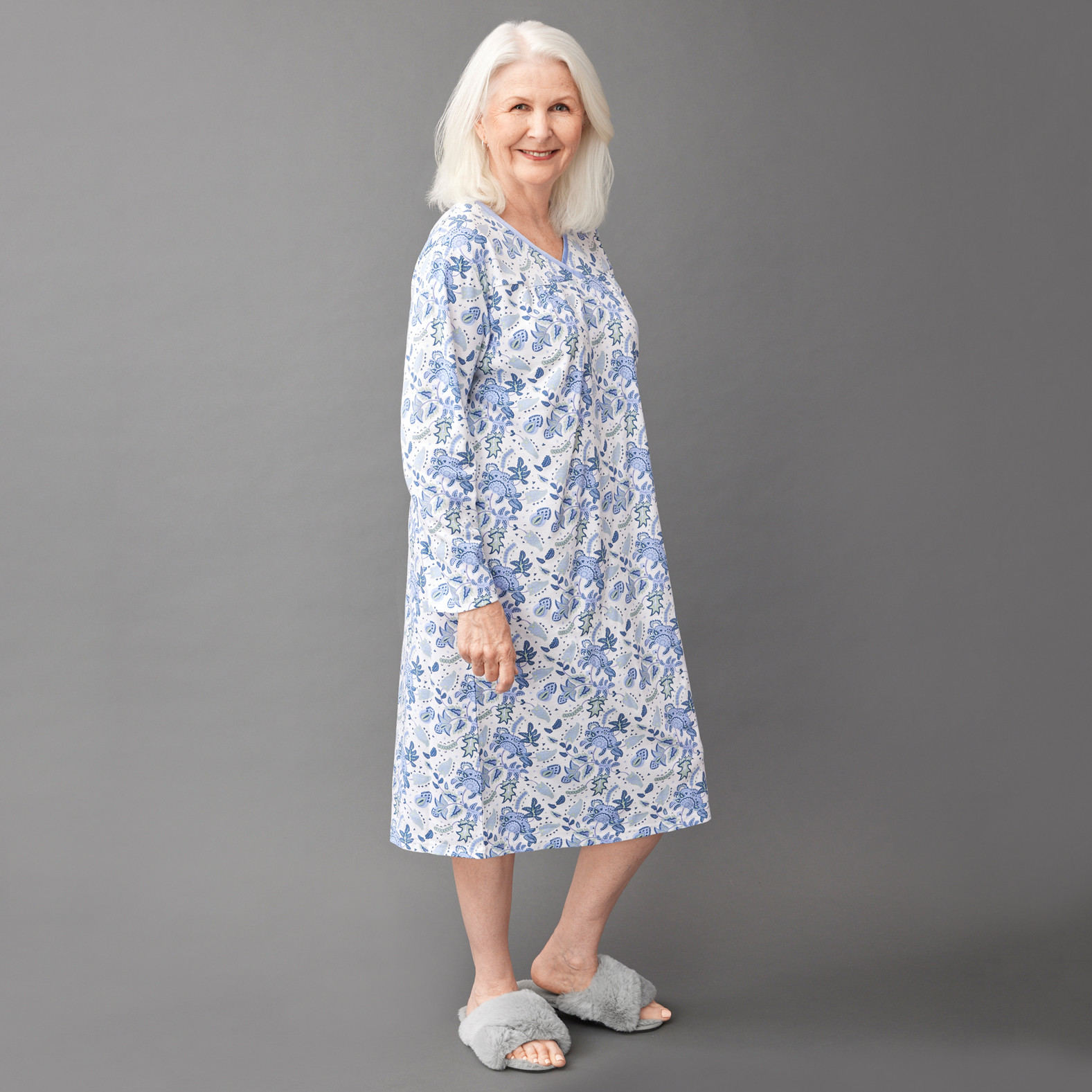 Floral Print Nightgown - White