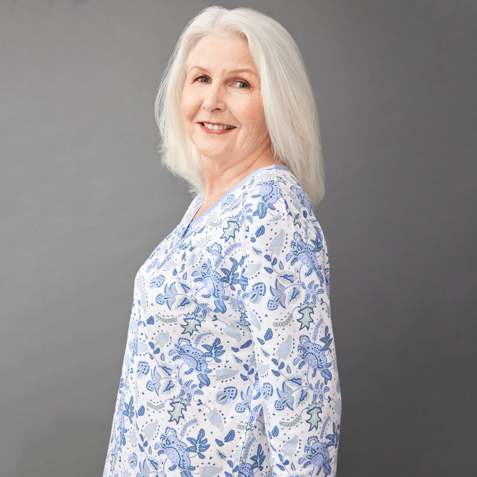 Floral Print Nightgown - White close up 2