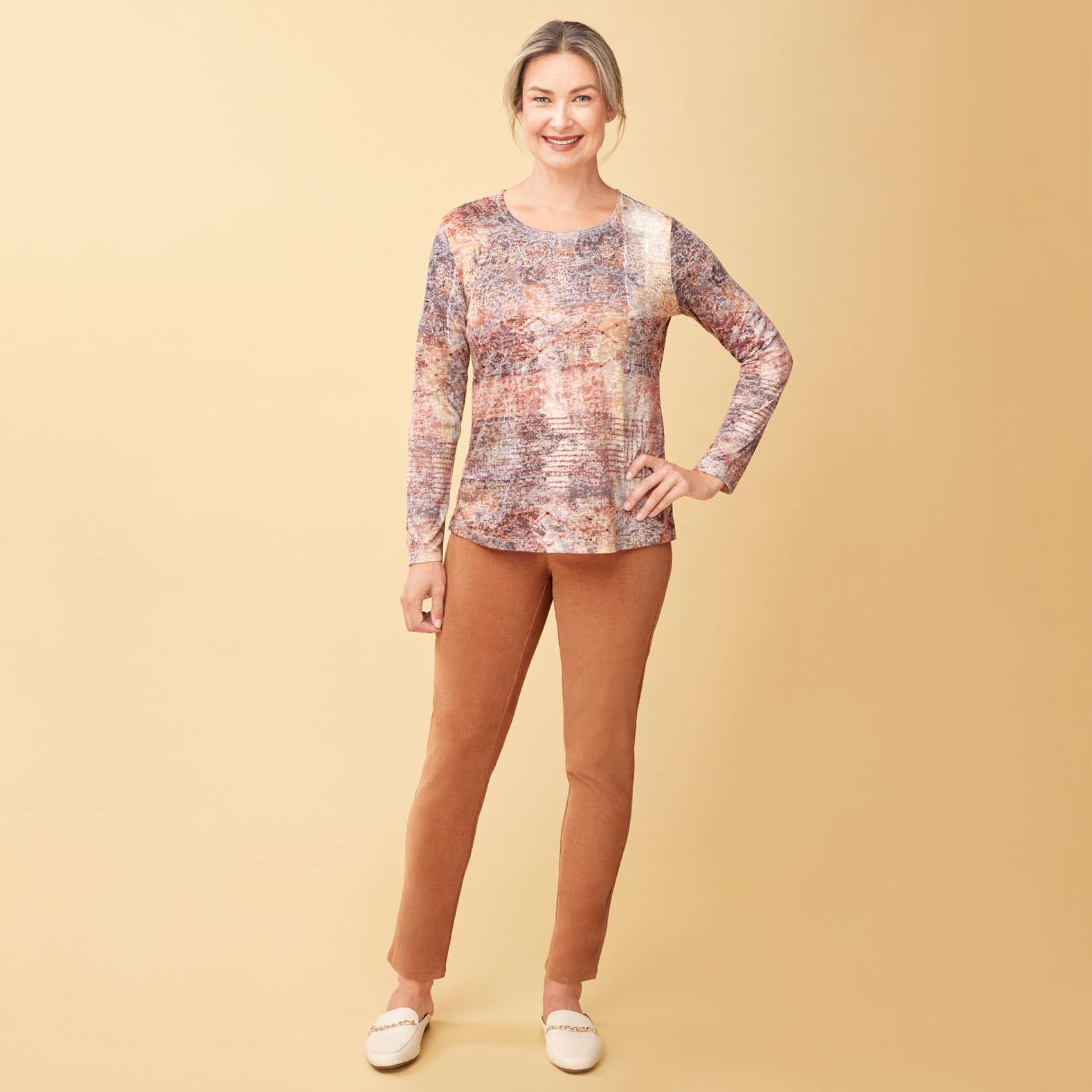 Long Sleeve Paisley Sublimation Top full body