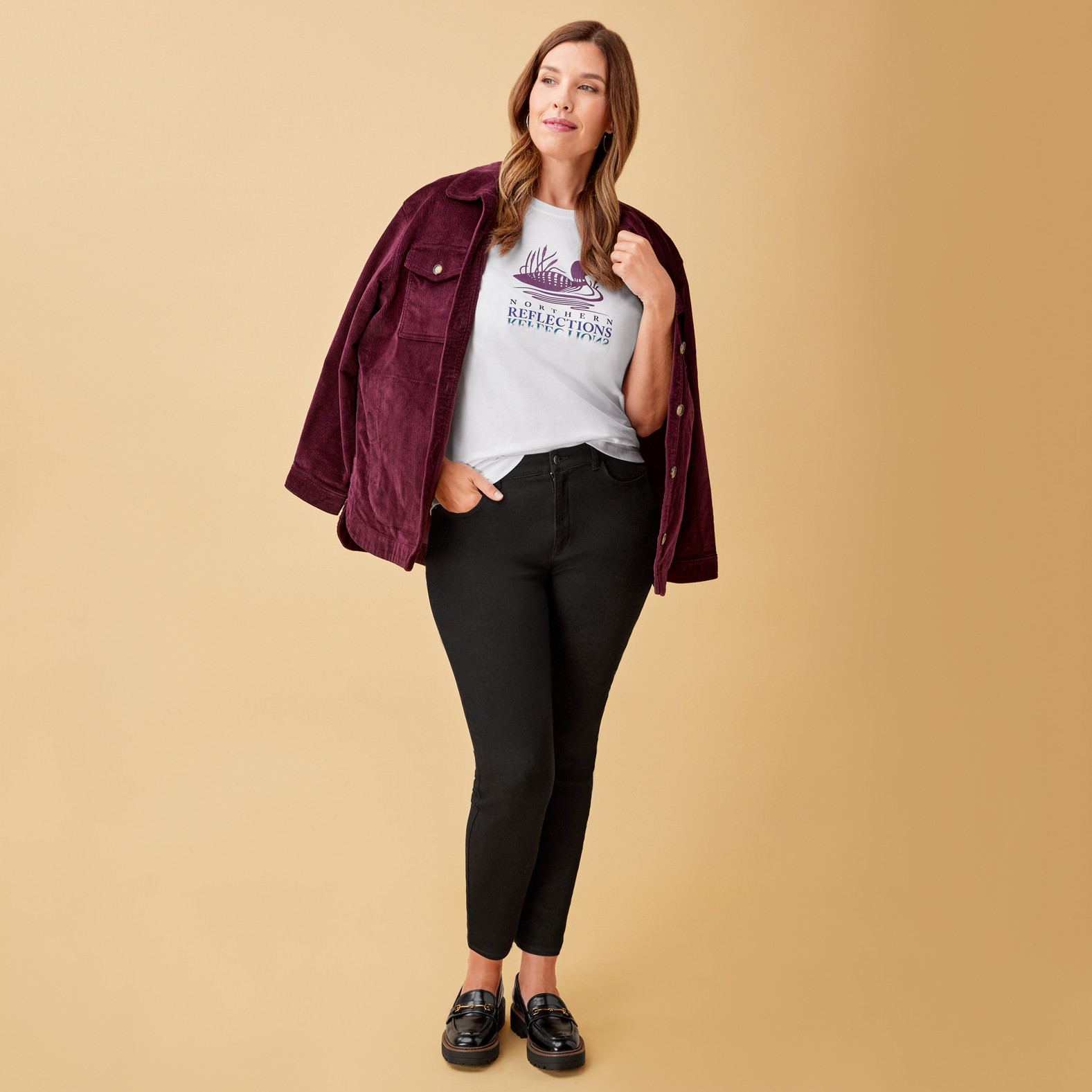 Iconic Loon Logo Semi Fit Tee - Lavender with jacket