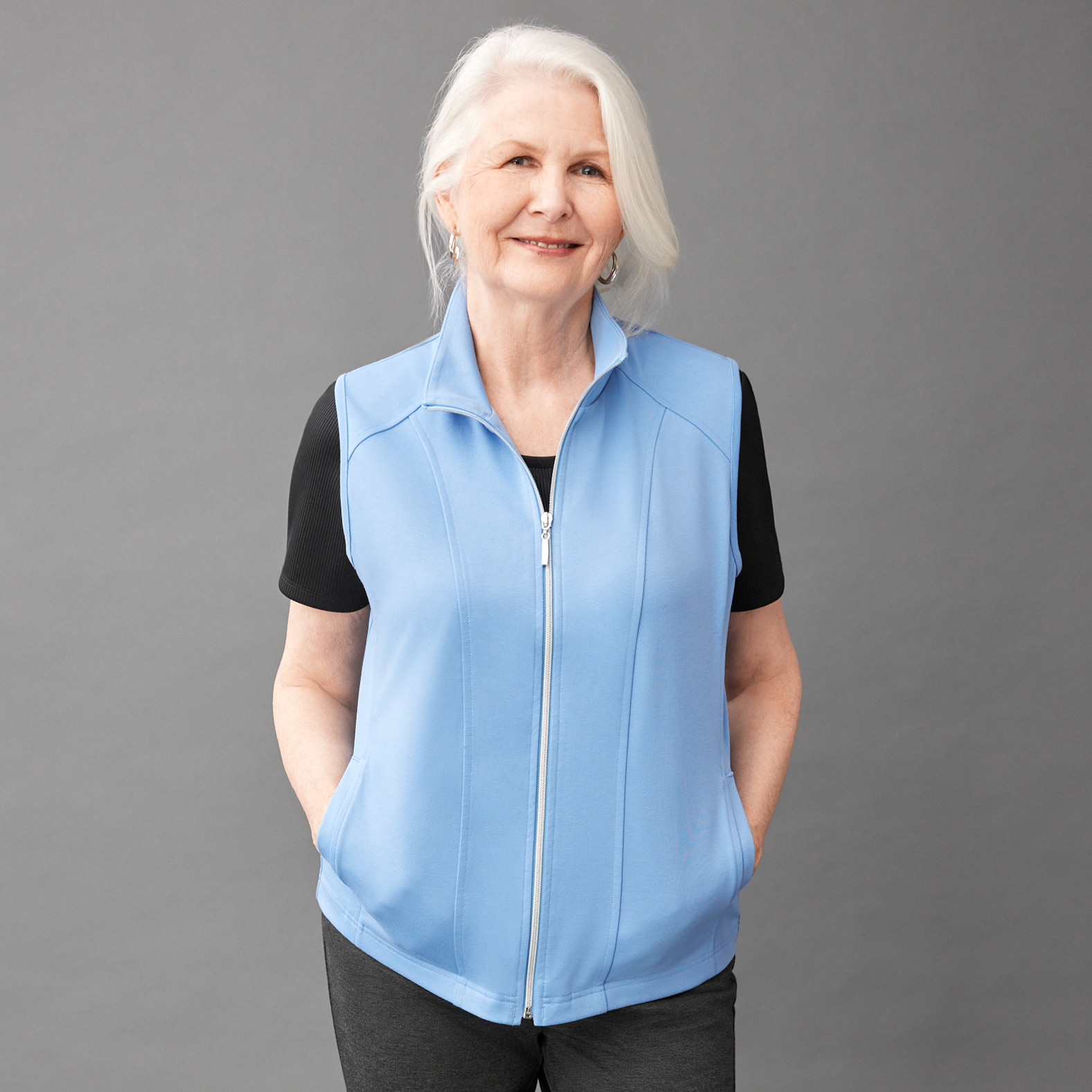 Petite - Zip Front Active Vest Half Body
