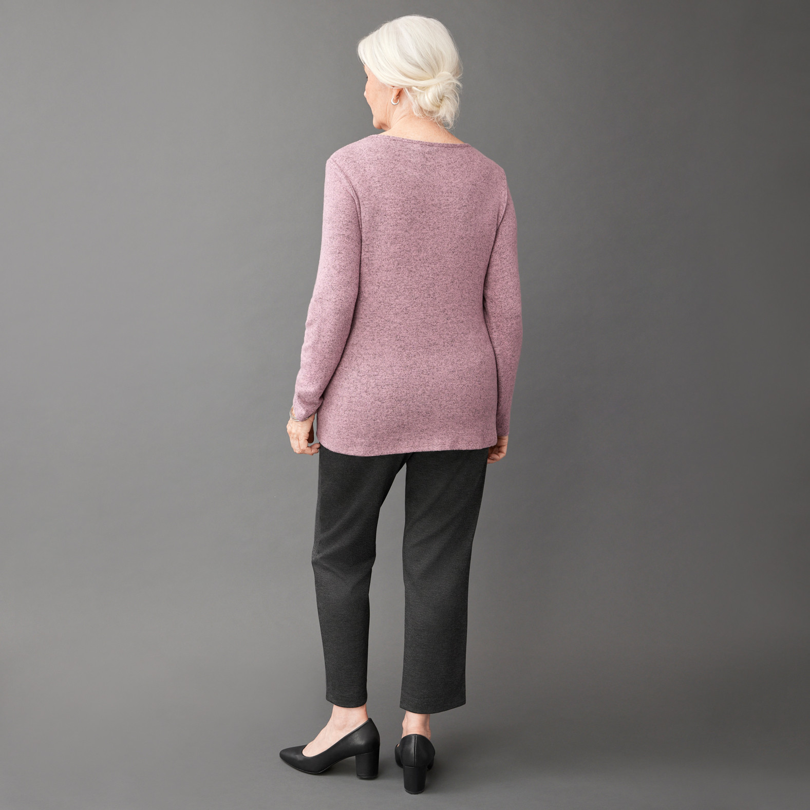 Petite - Long Sleeve Knit Sweater back view