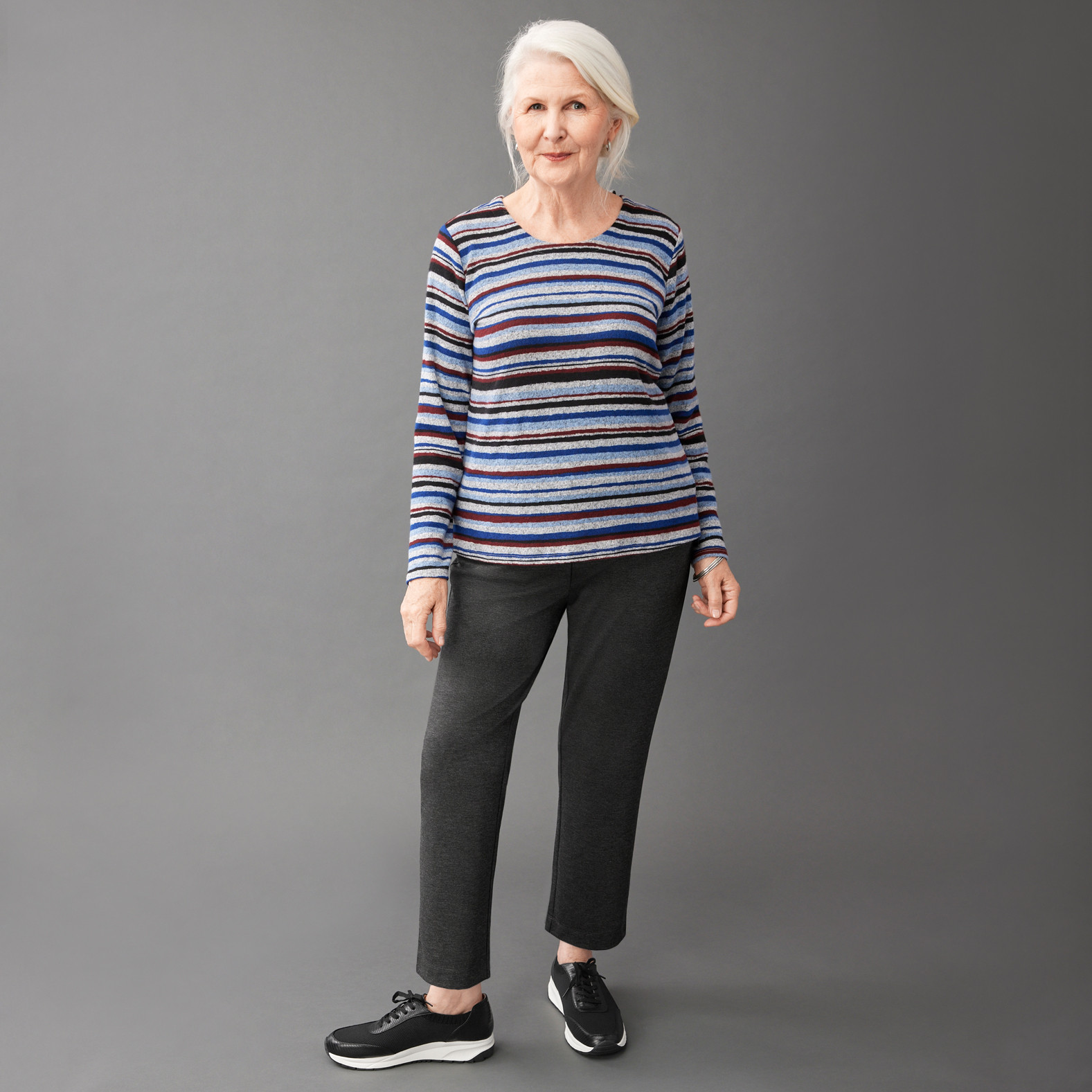 Petite - Stripe Pullover Knit Top full body