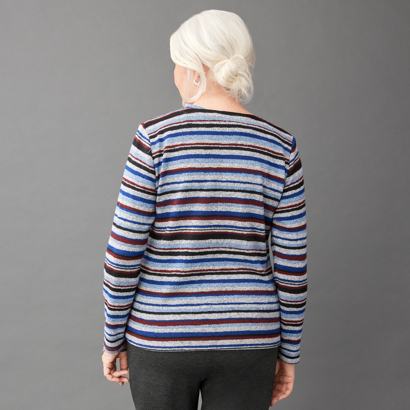 Petite - Stripe Pullover Knit Top back view