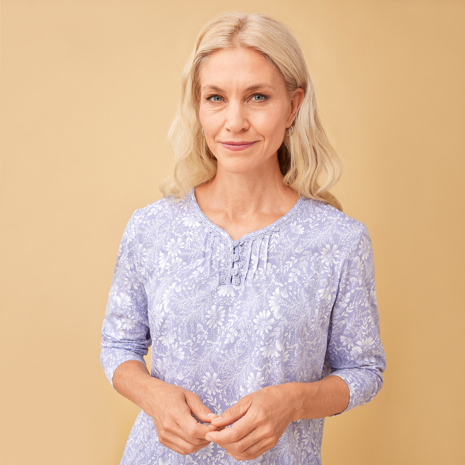 Pintuck Jersey Pyjama Set - Floral close up