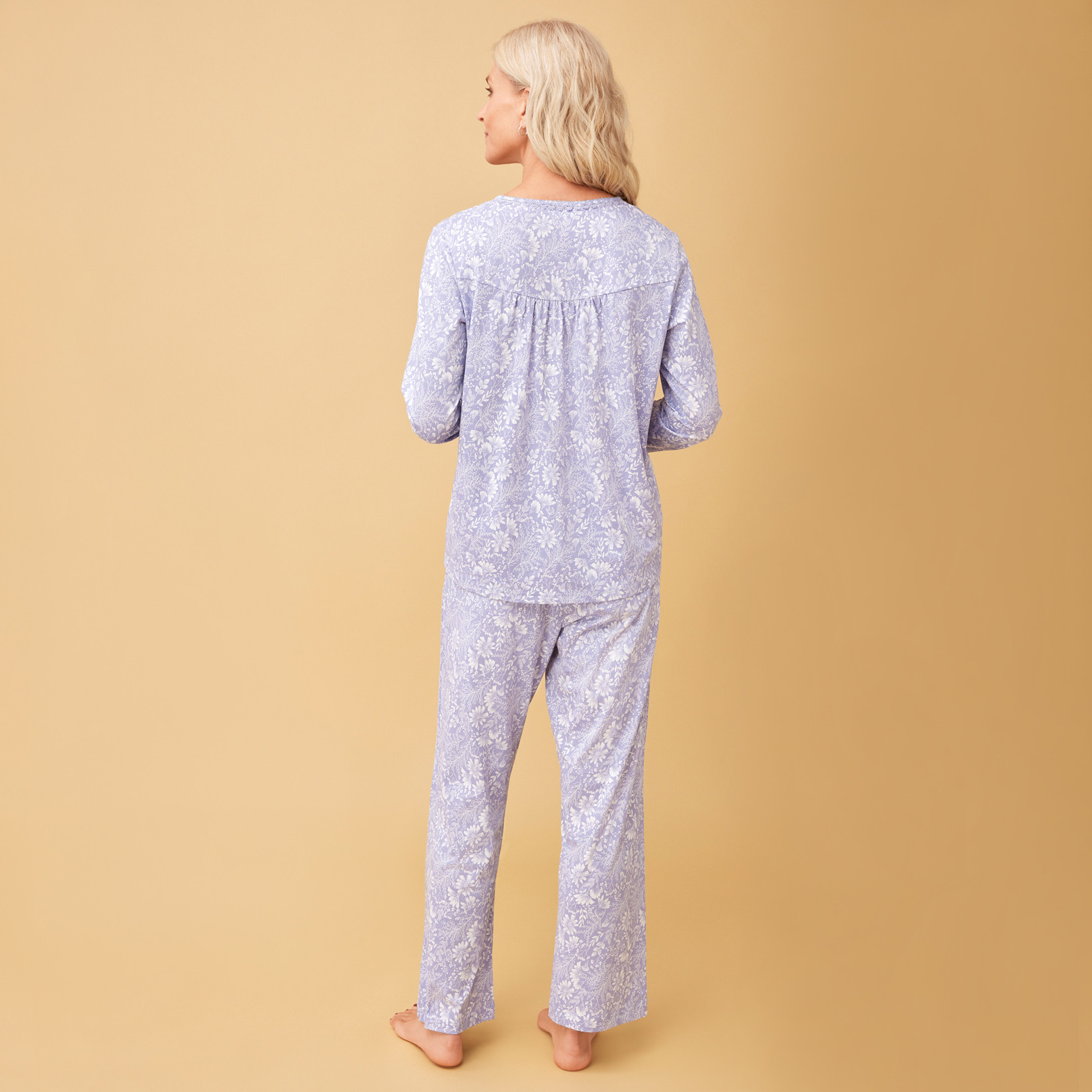 Pintuck Jersey Pyjama Set - Floral back view
