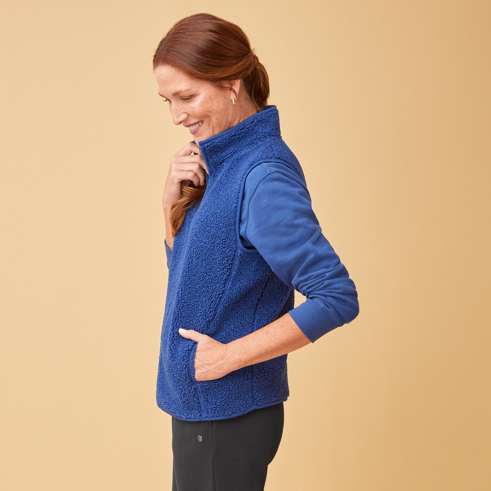Plush Teddy Knit Vest Side View