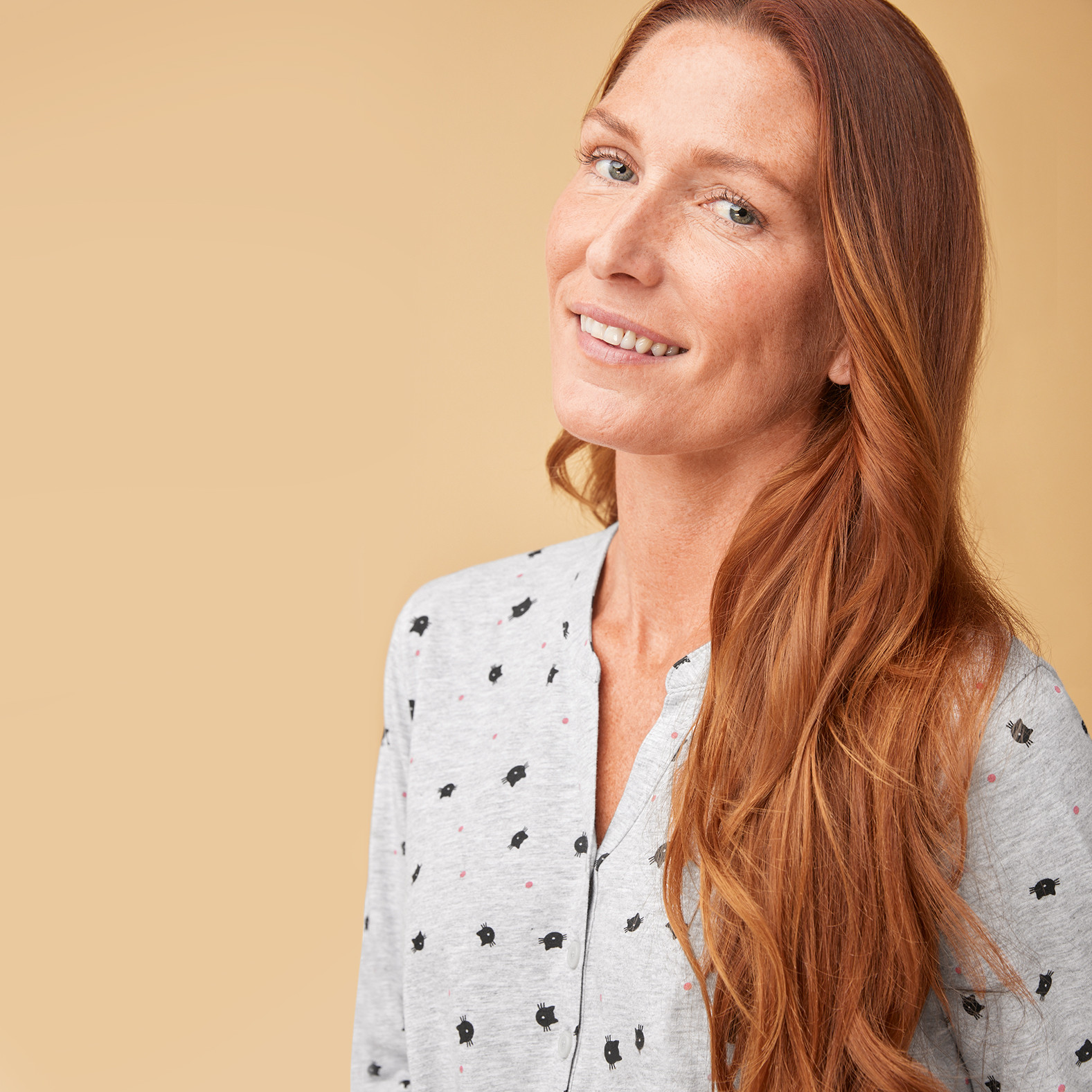 Printed Jersey Nightshirt - Grey close up 2