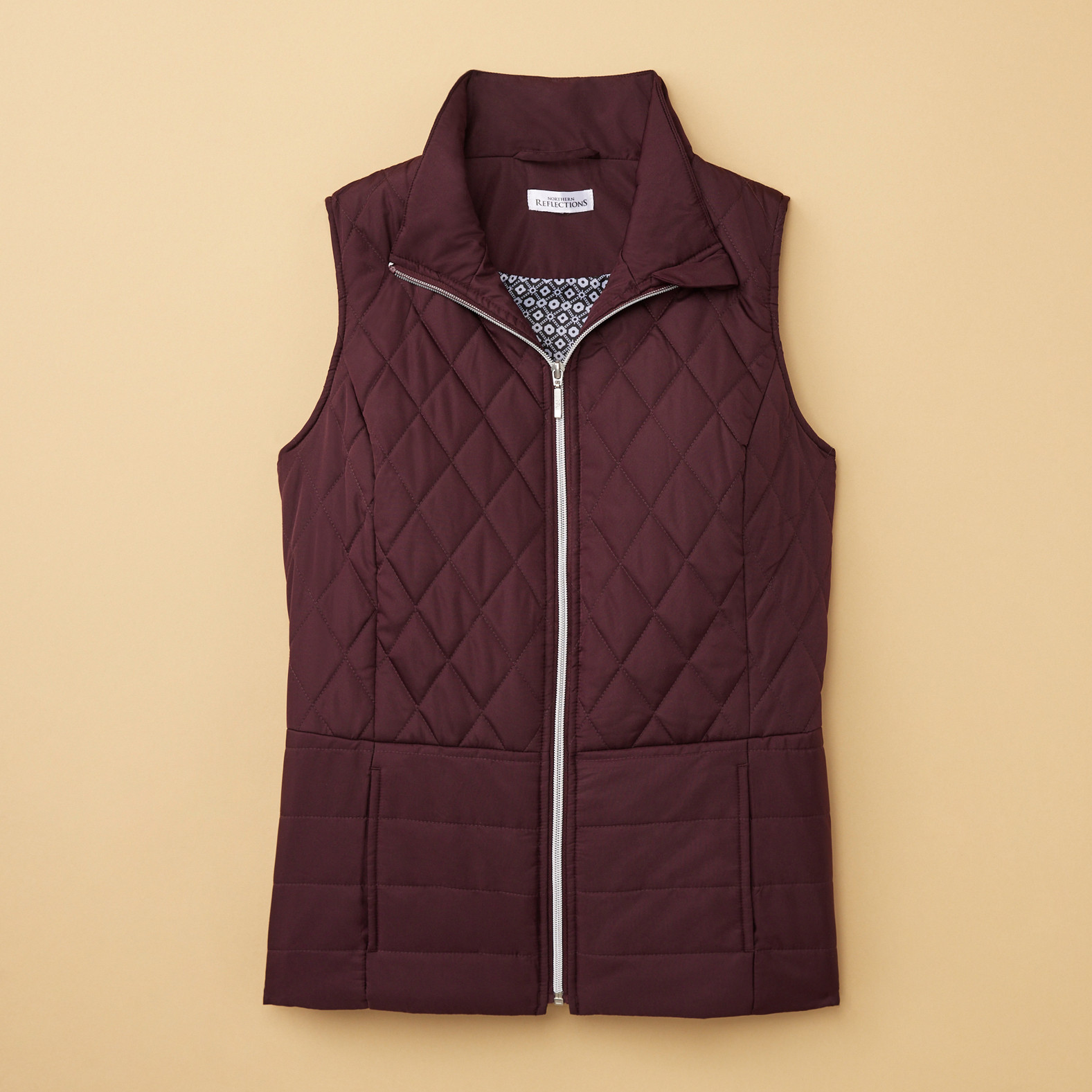 Quilted Vest With Print Lining red