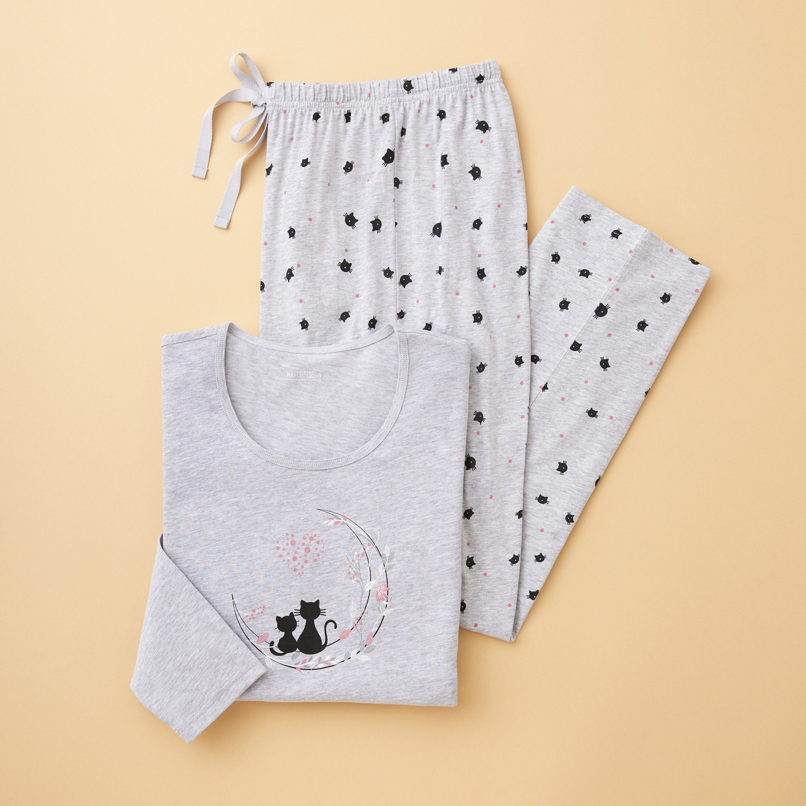 Long sleeve Jersey Pyjama Set - Grey