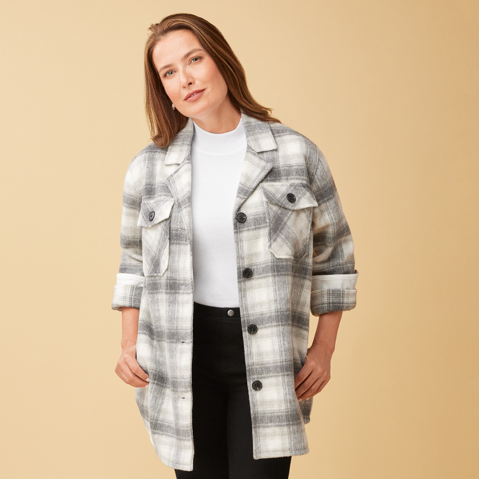 Relaxed Ombre Long Shacket Unbuttoned