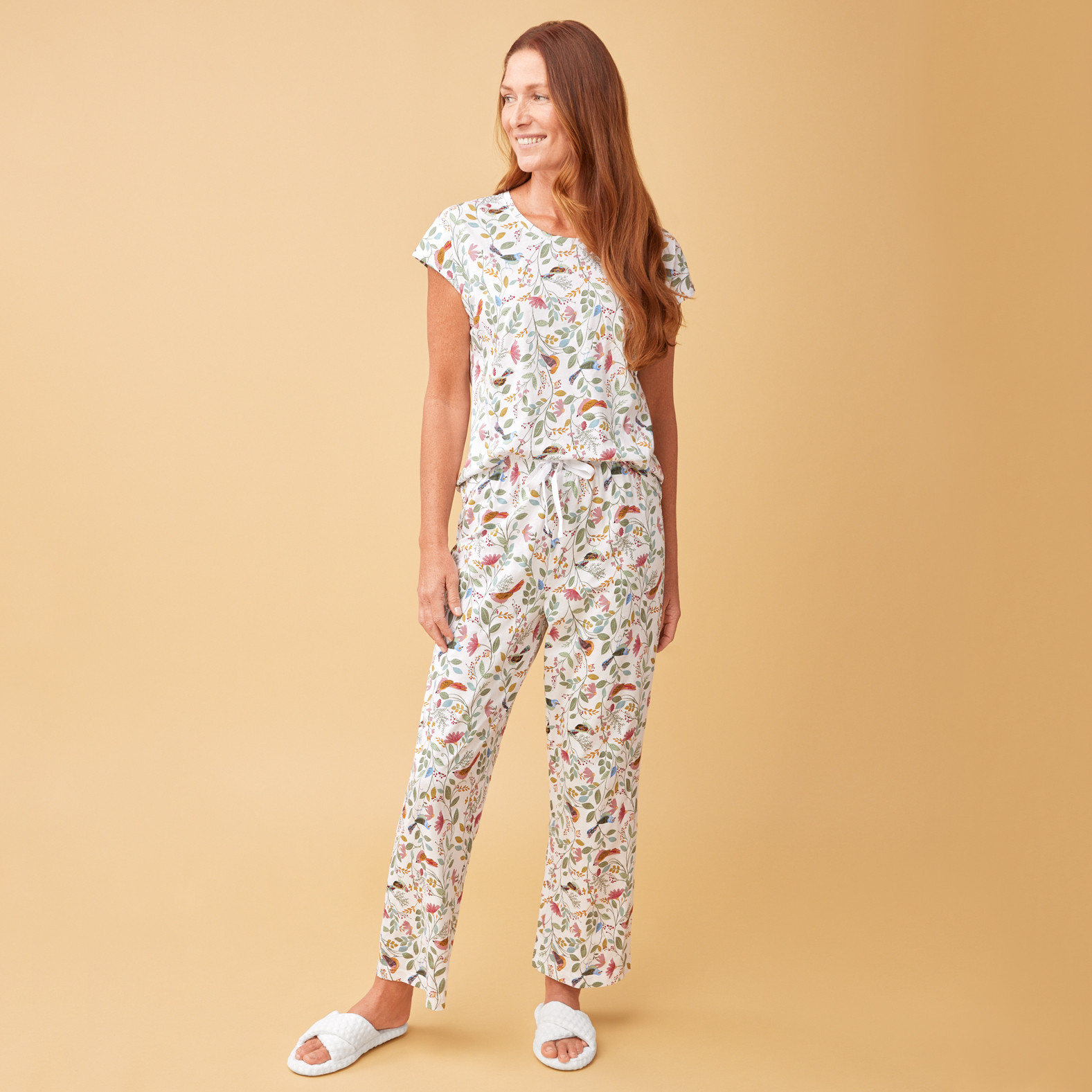 Short Sleeve Jersey Pyjama Set - White Front View