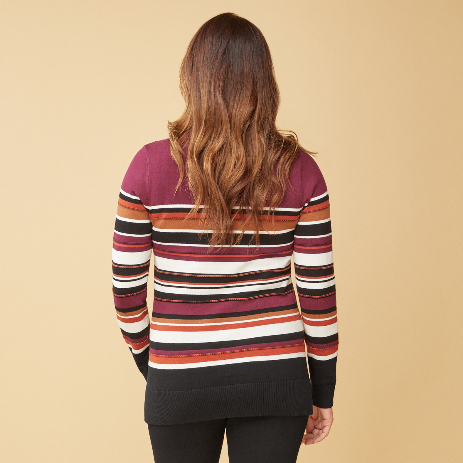 Striped Pullover Sweater Back View