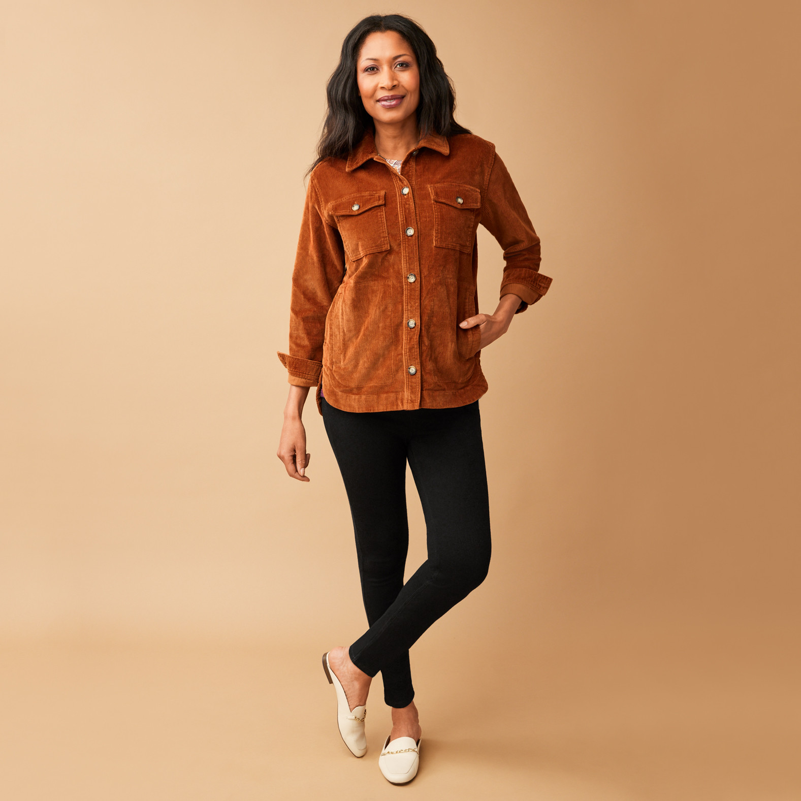 Corduroy Barn Jacket  full body chestnut