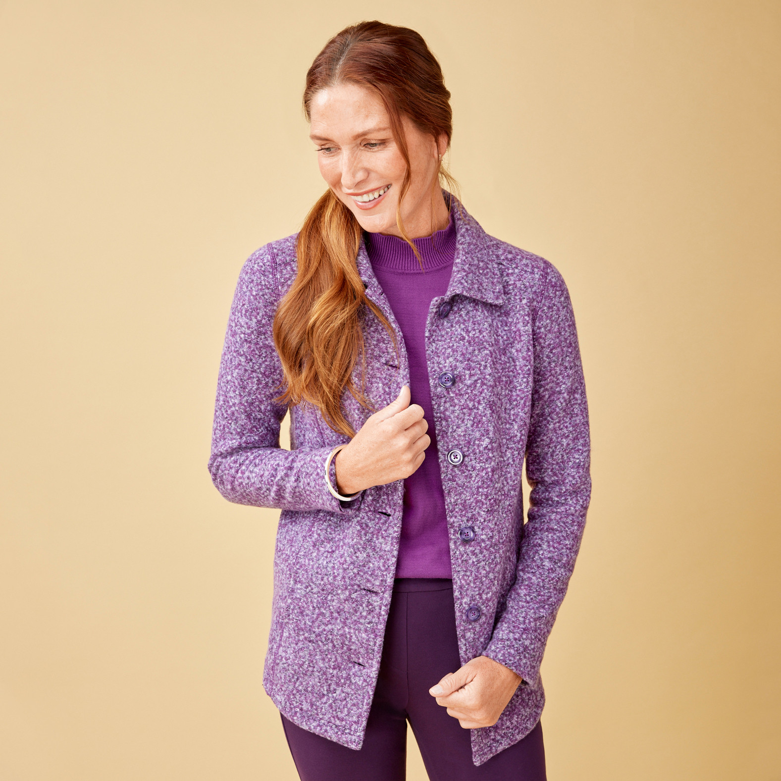 Women's Boucle Button Jacket