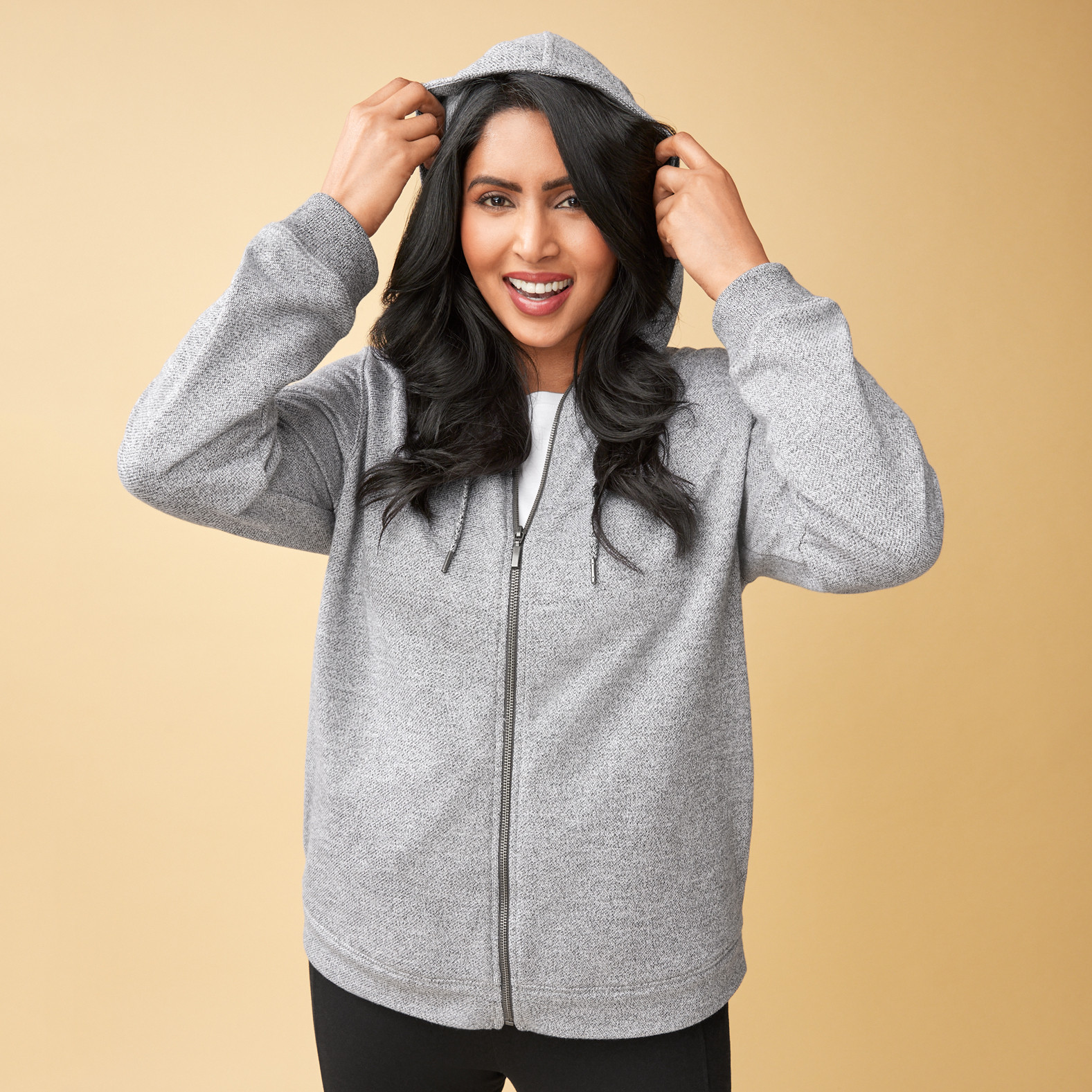 Fleece Full Zip Hoodie Half Body