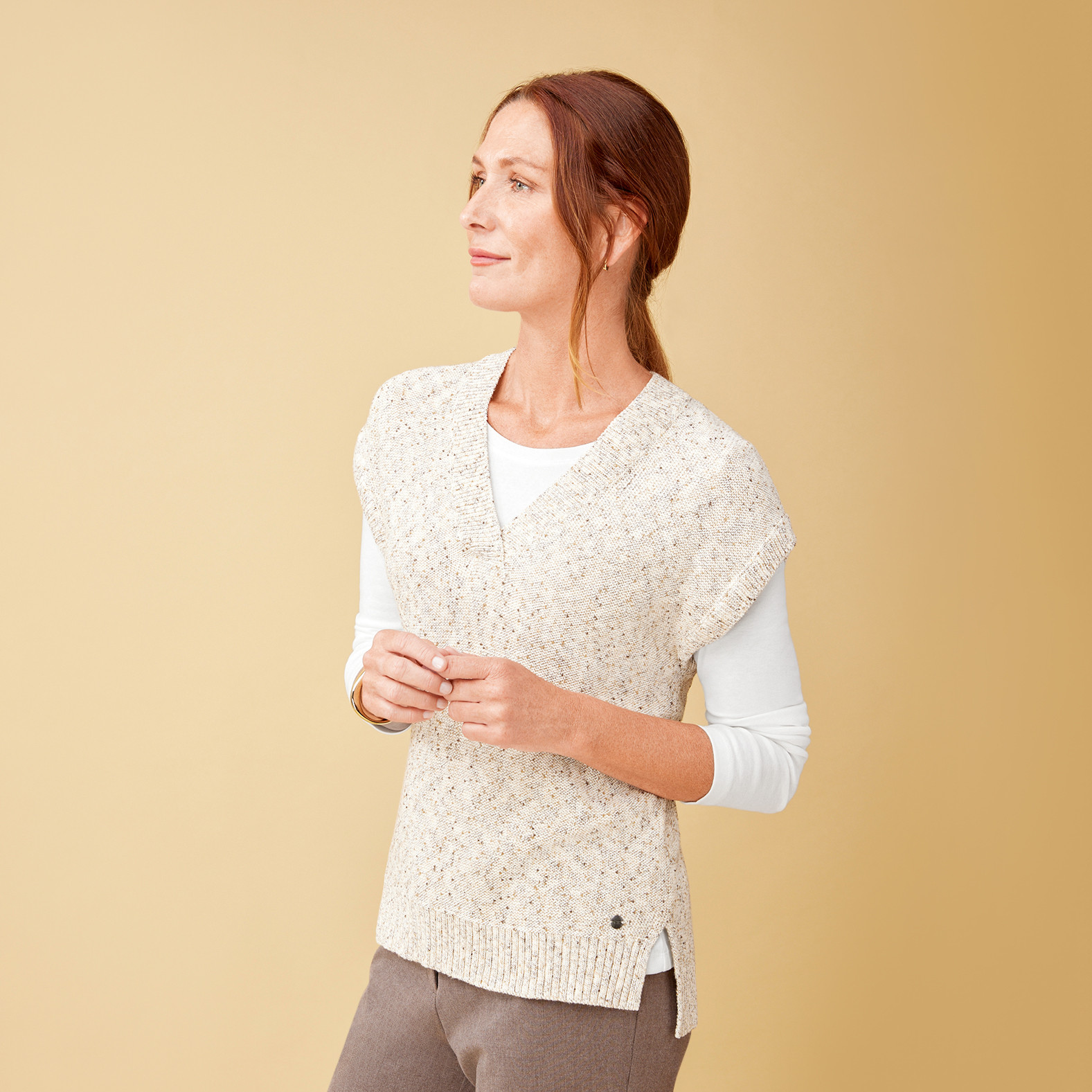 Nub Yarn Pullover Vest Side View