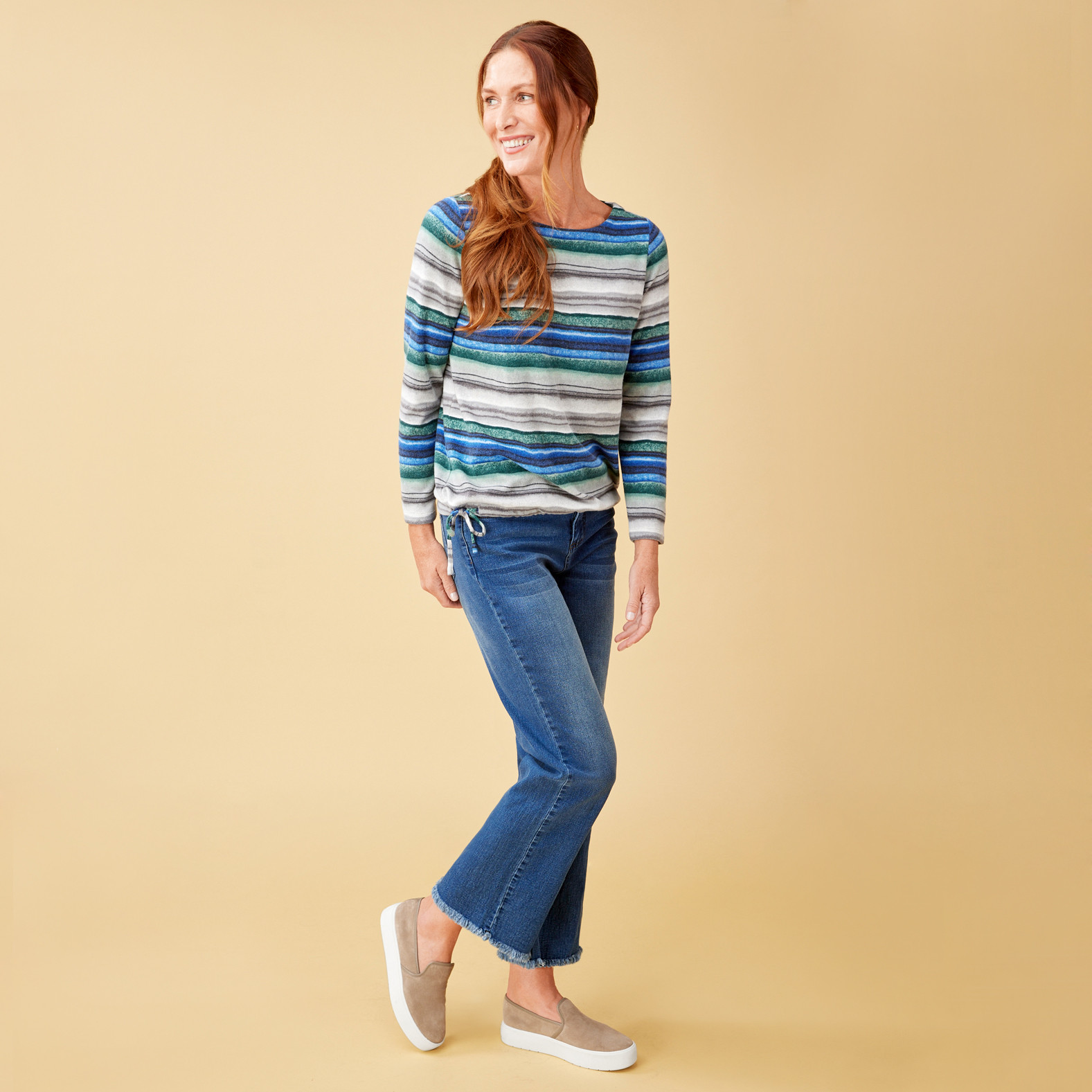 Petite - Soft Knit Tie Bottom Top Full Body