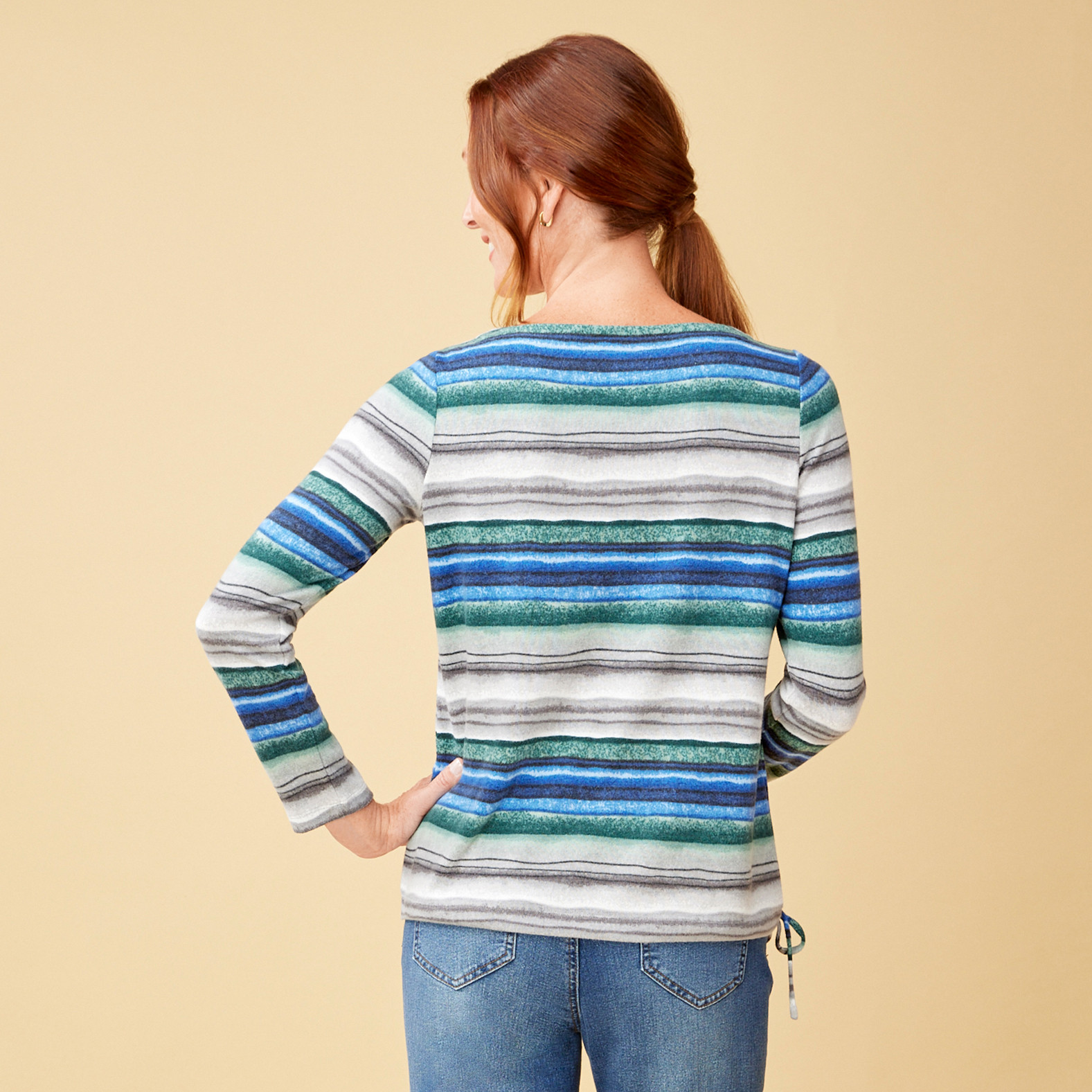 Petite - Soft Knit Tie Bottom Top Back View
