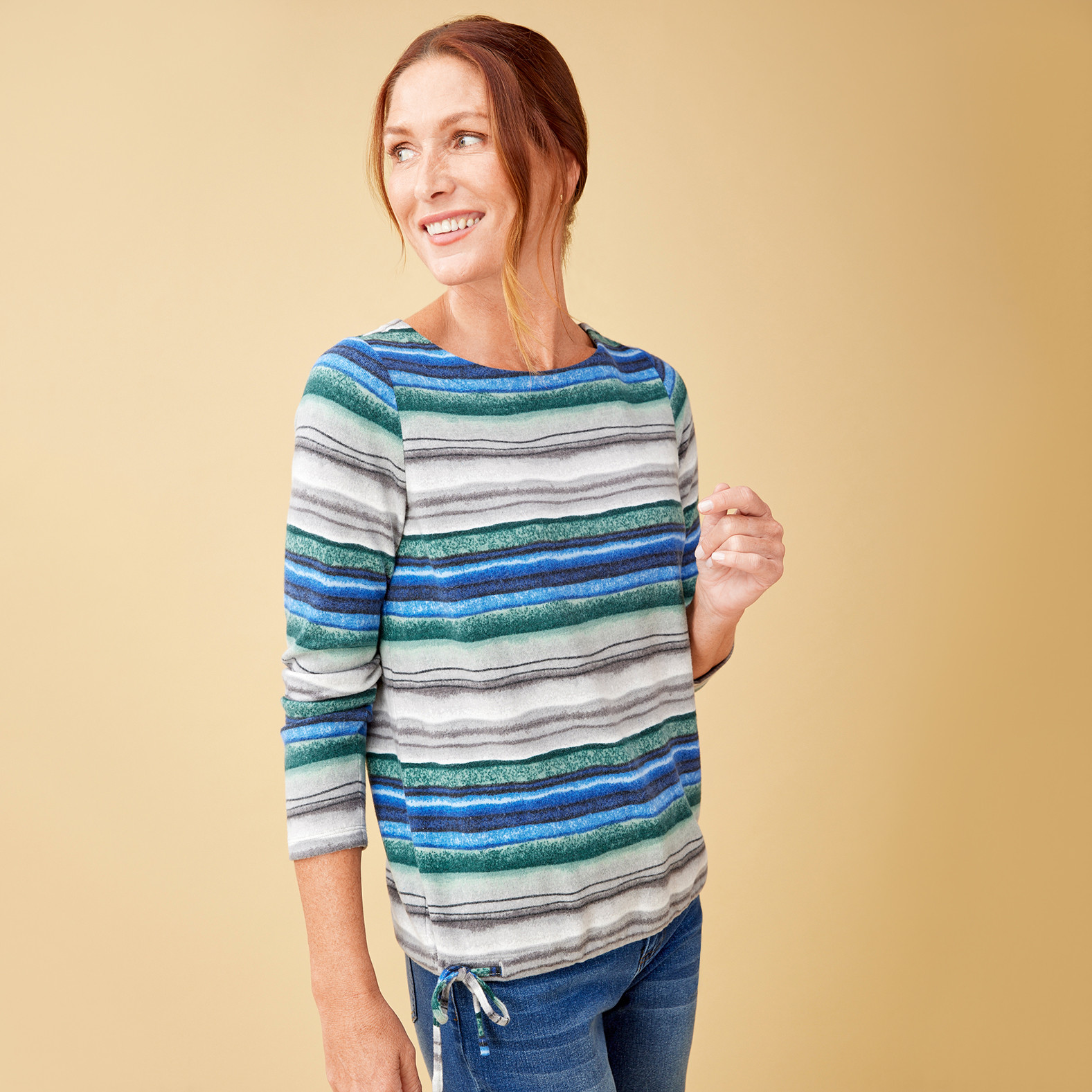 Petite - Soft Knit Tie Bottom Top Front View