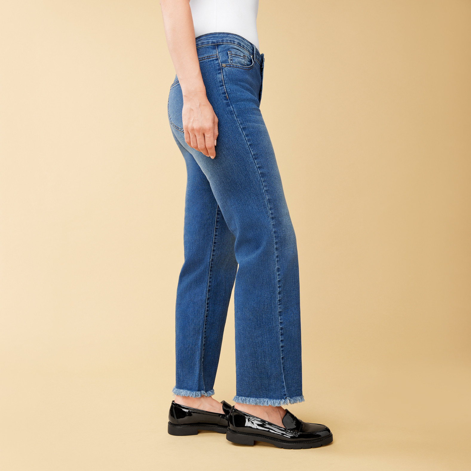 Raw Hem Wide Leg Denim Side View