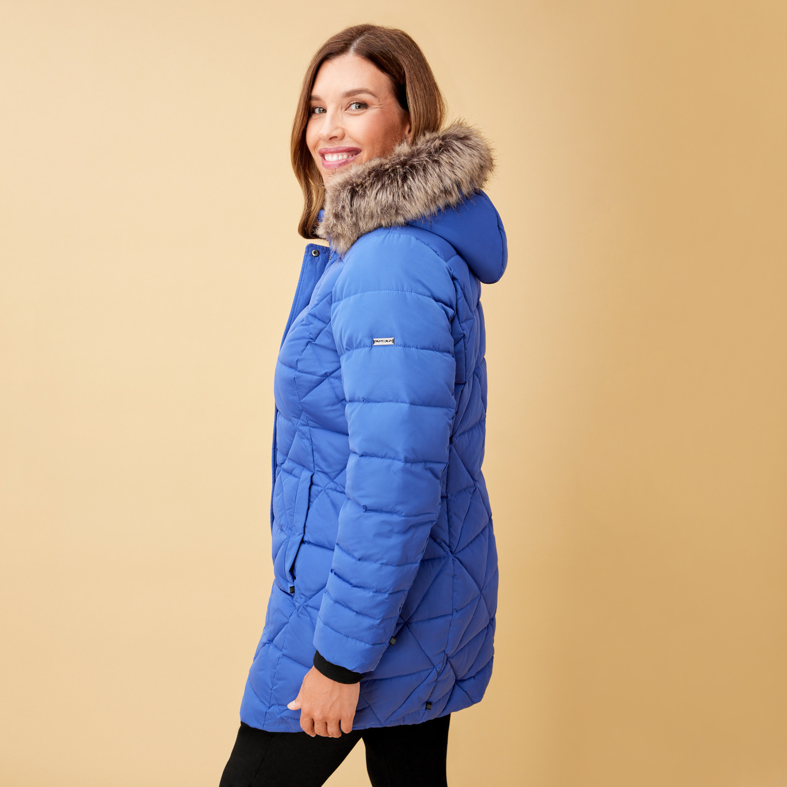 Diamond Quilted Winter Jacket Side View