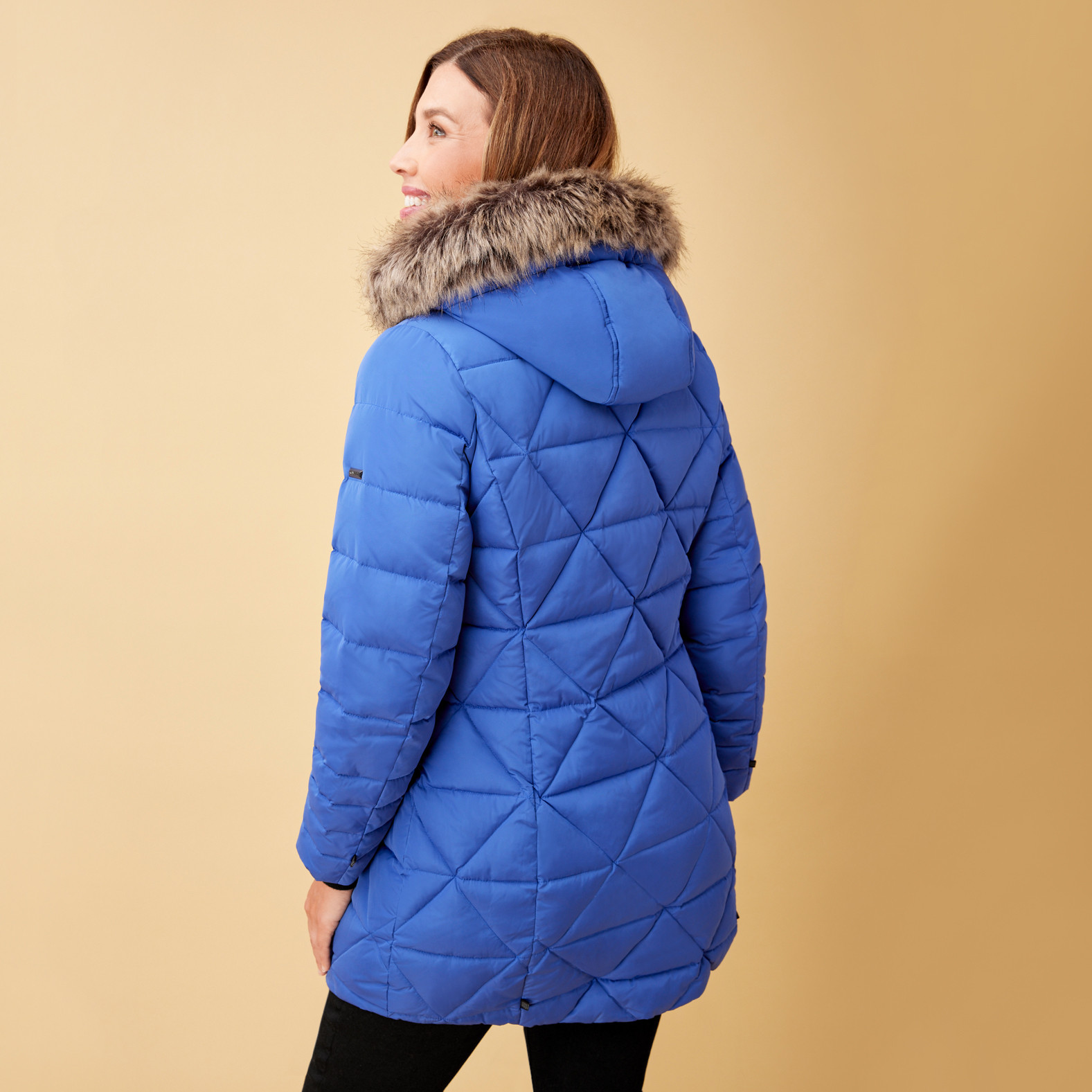 Diamond Quilted Winter Jacket Back View