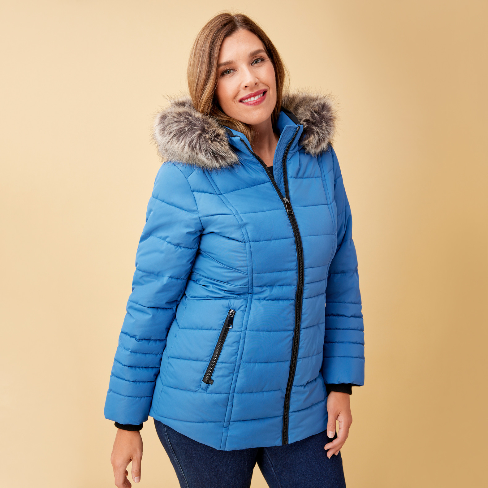 Faux Fur Trim Insulated Coat
