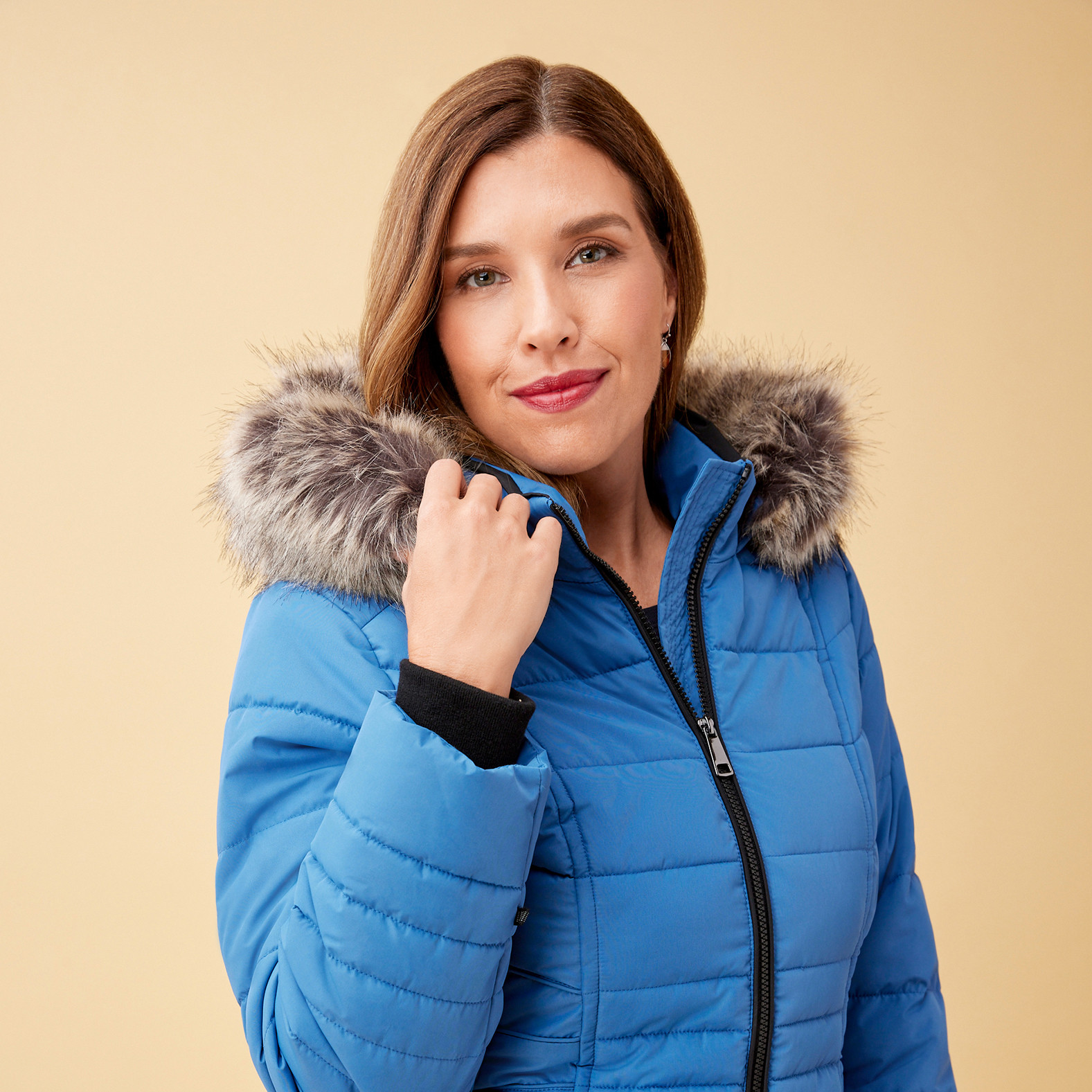 Faux Fur Trim Insulated Coat