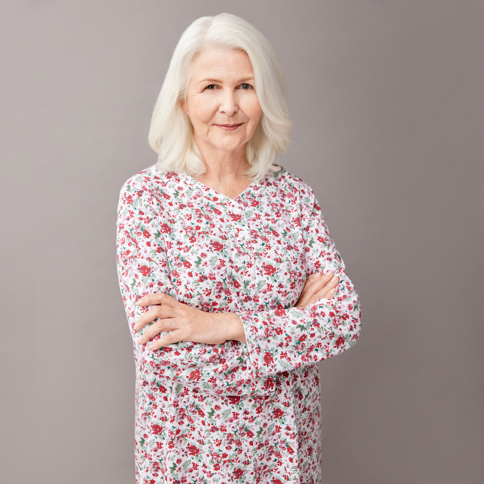 Long Sleeve Floral Print Nightgown