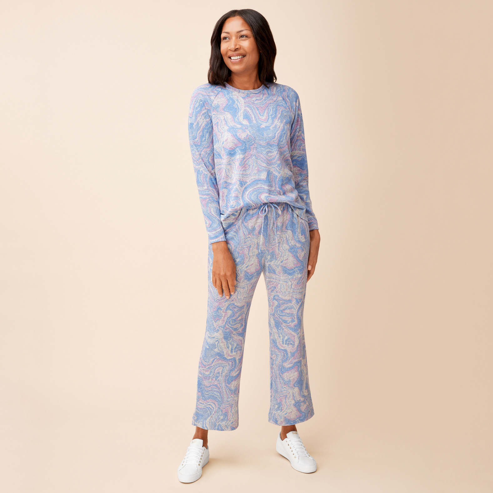 Marble Print Lounge Top Full Body