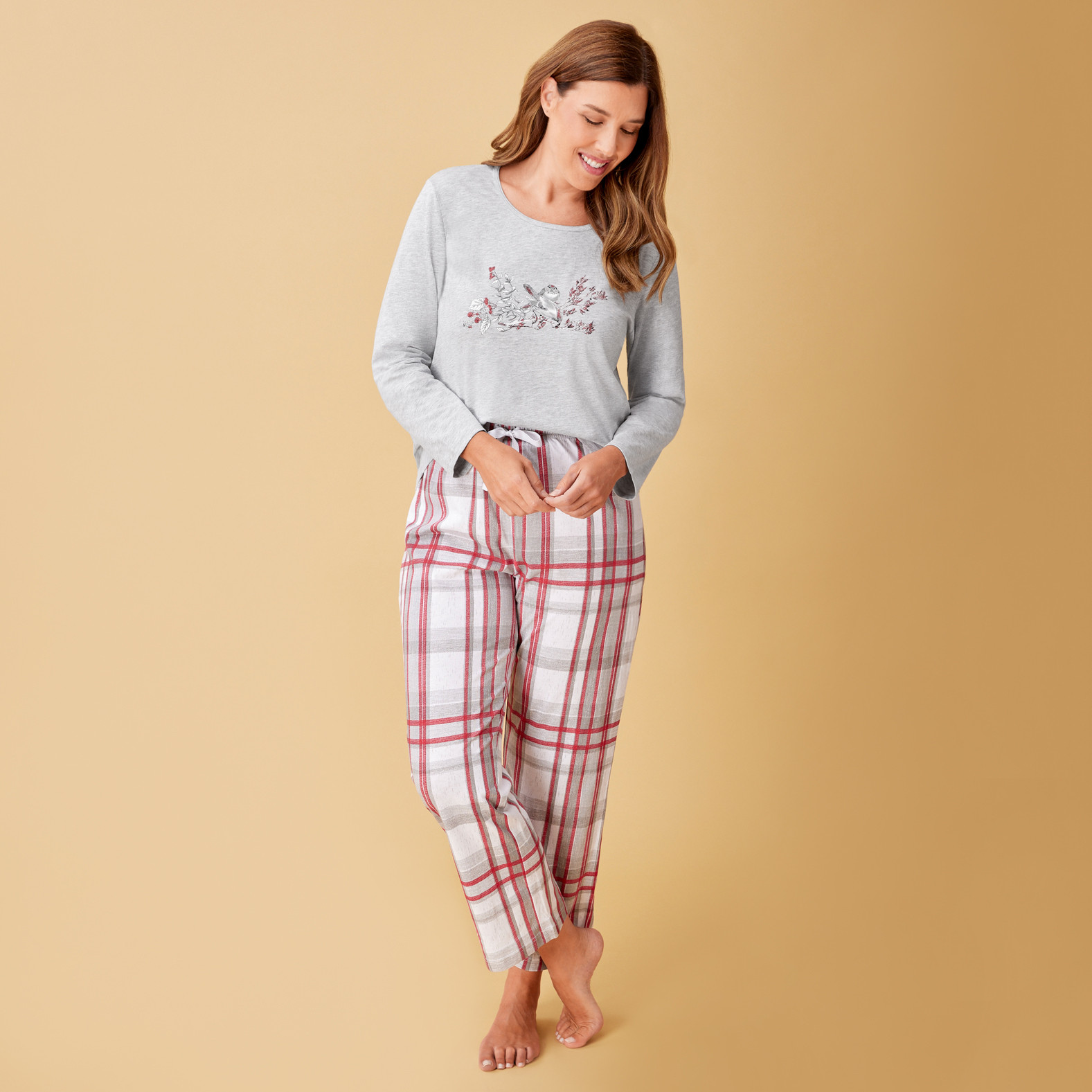 Plaid Jersey Knit Pyjama Set